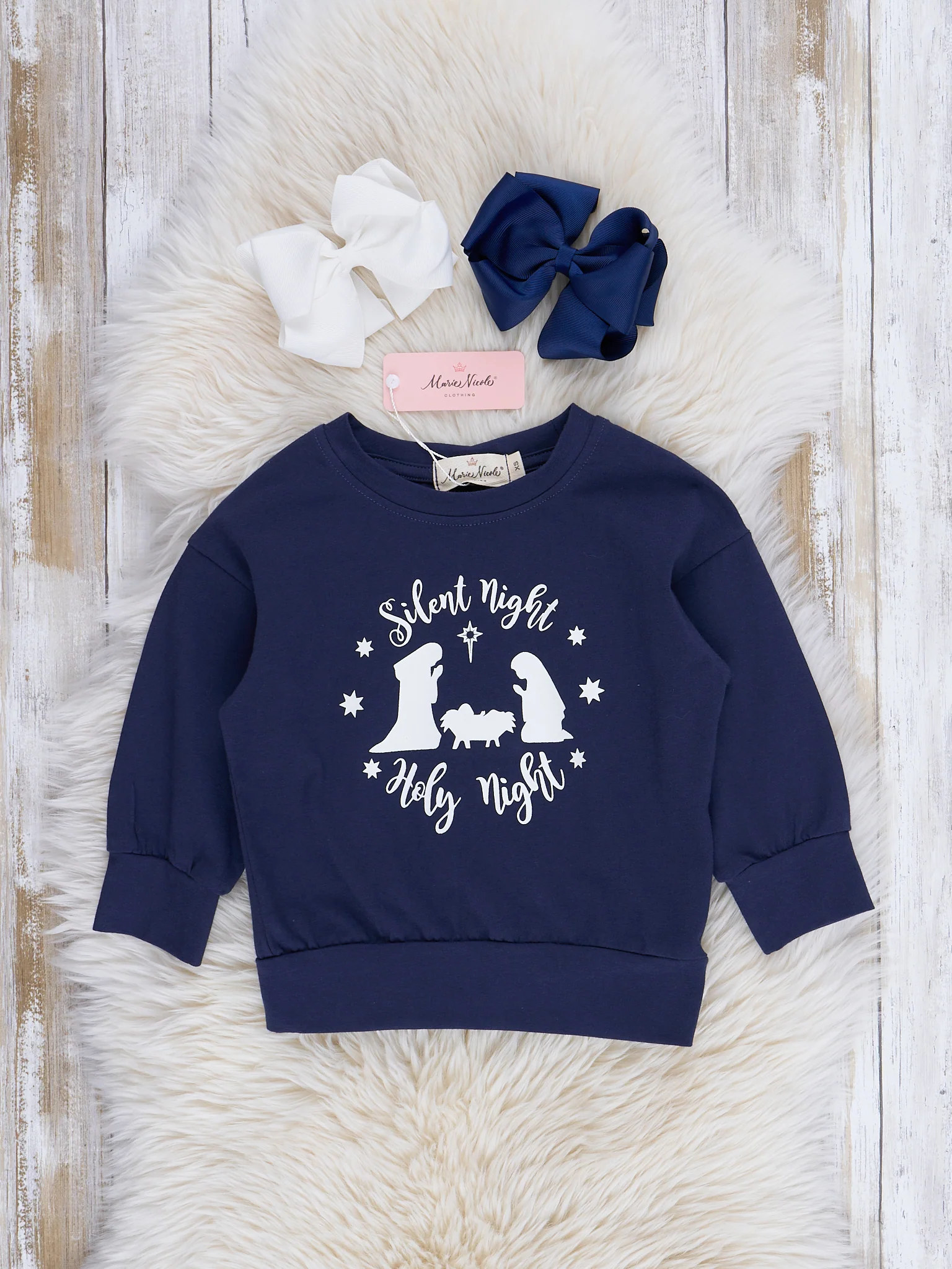Mom & Me Navy "Silent Night" Crew Neck Shirt - Image 3