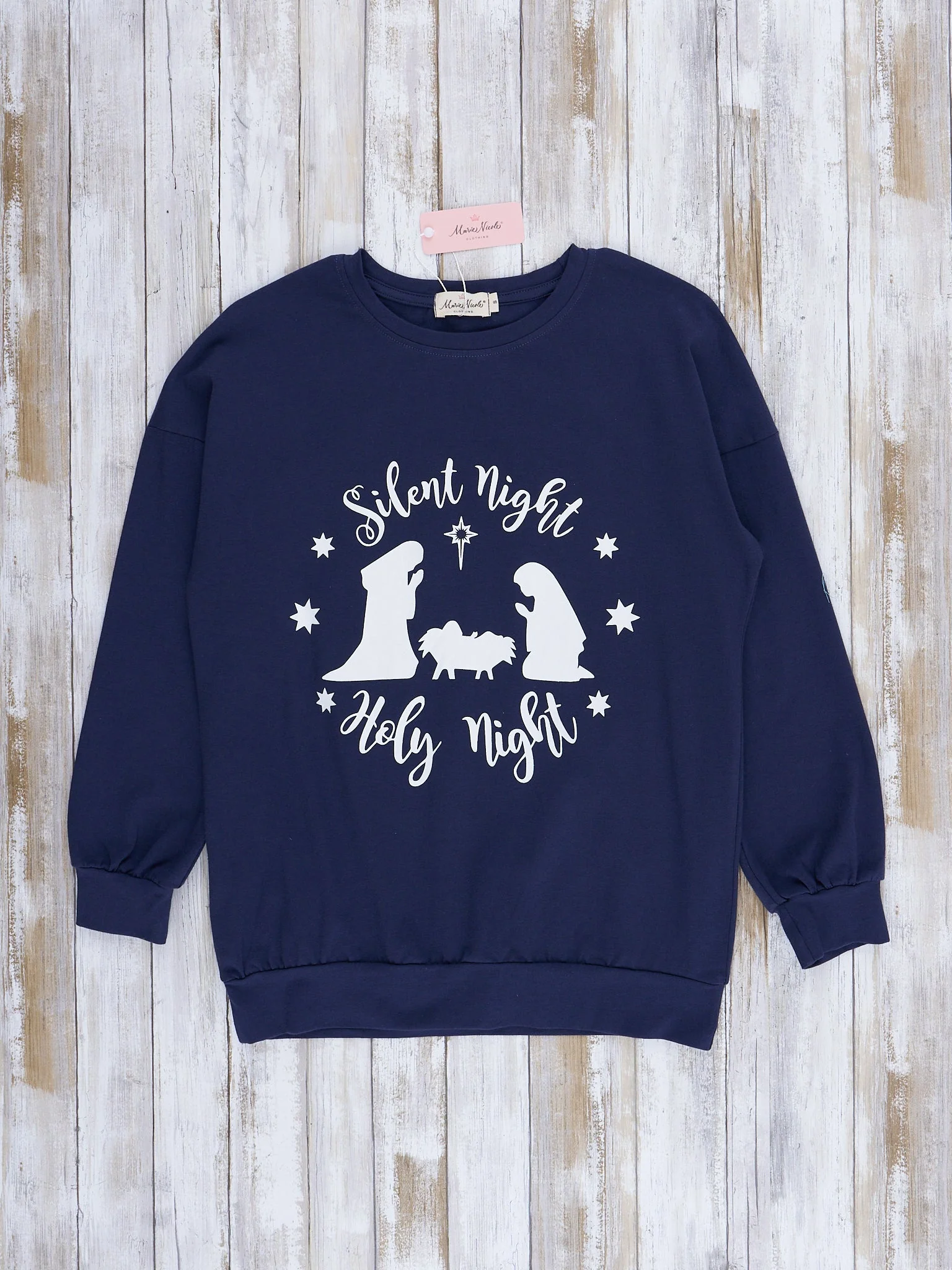 Mom & Me Navy "Silent Night" Crew Neck Shirt - Image 4