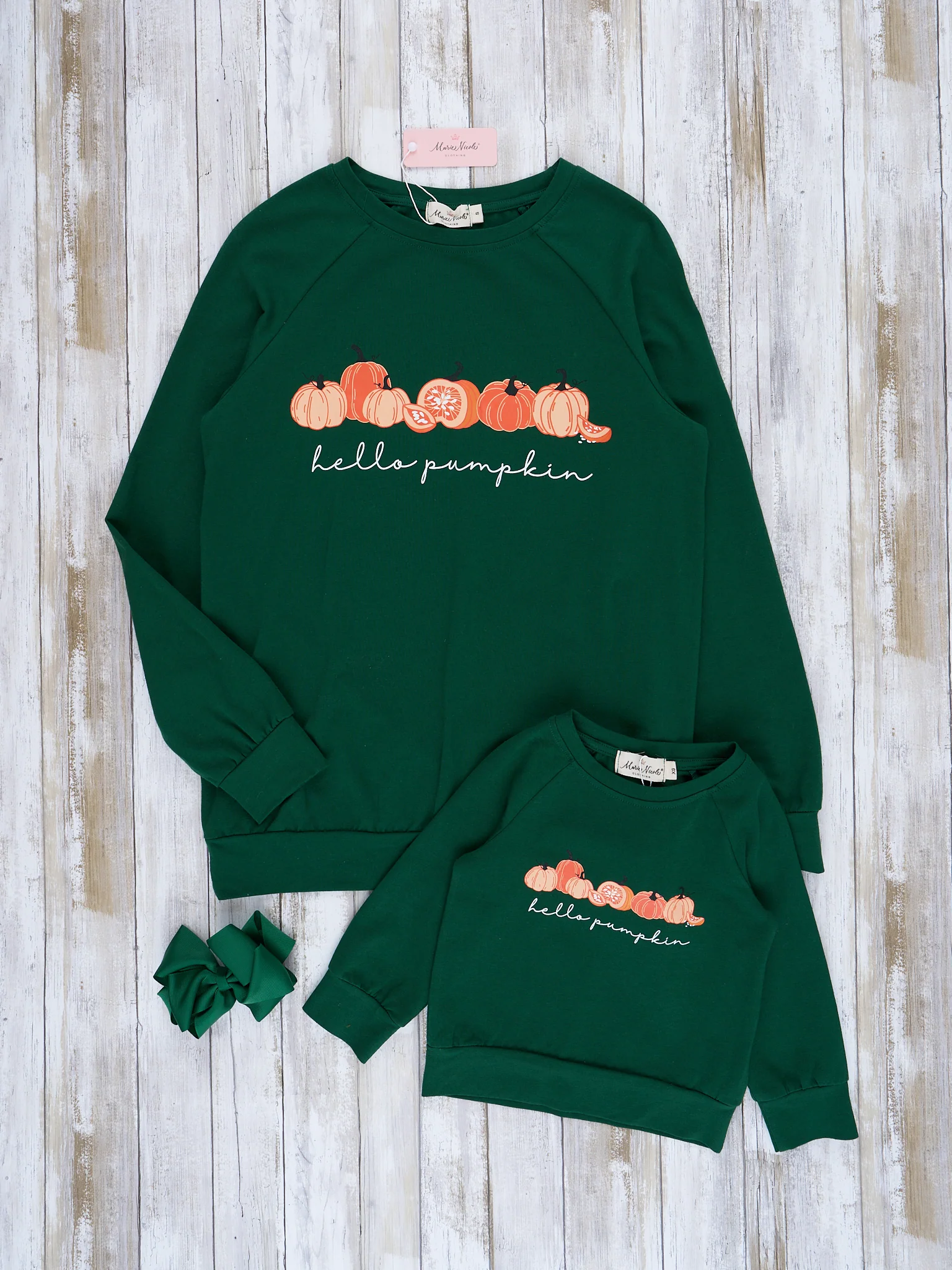 Mom & Me Olive "Hello Pumpkin" Crew Neck