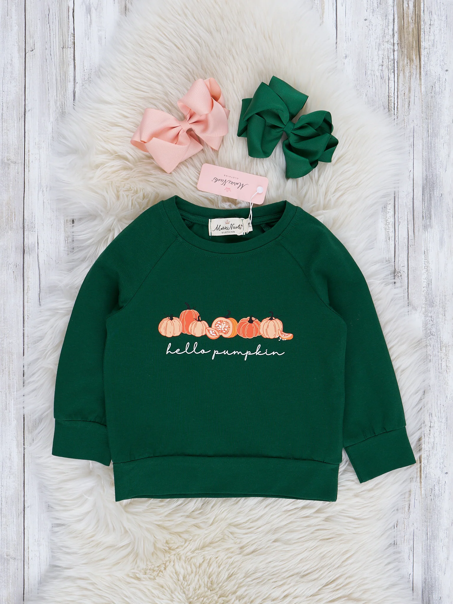 Mom & Me Olive "Hello Pumpkin" Crew Neck - Image 2