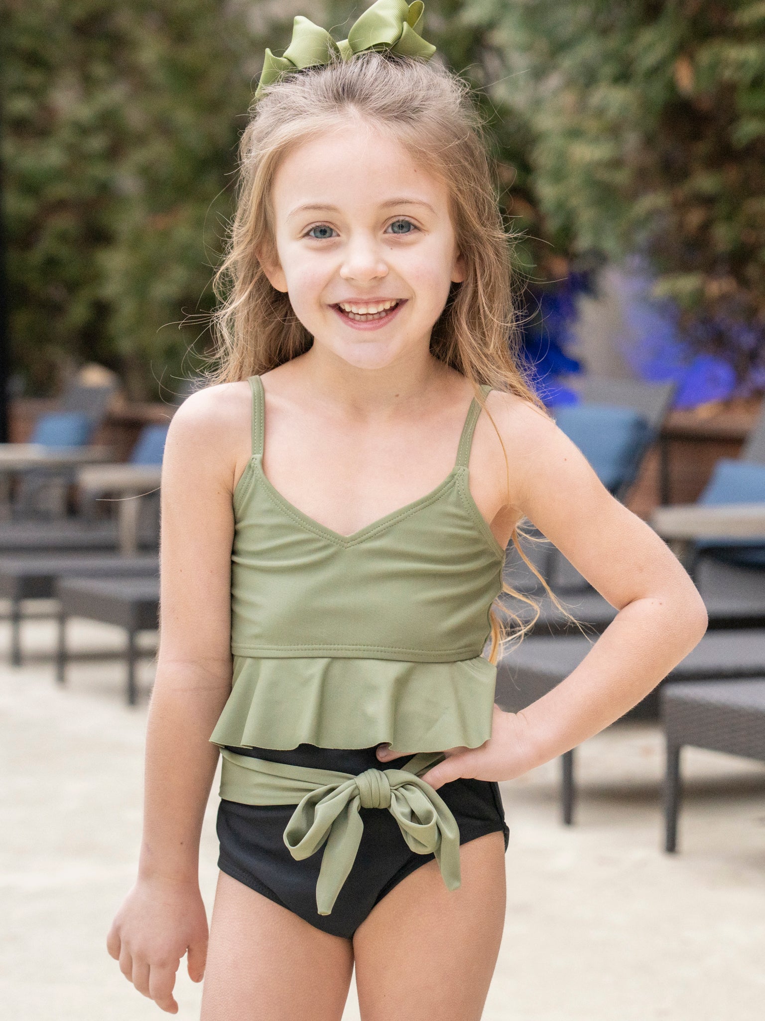 Mom & Me Olive Tie Waist Swimsuit - Image 2