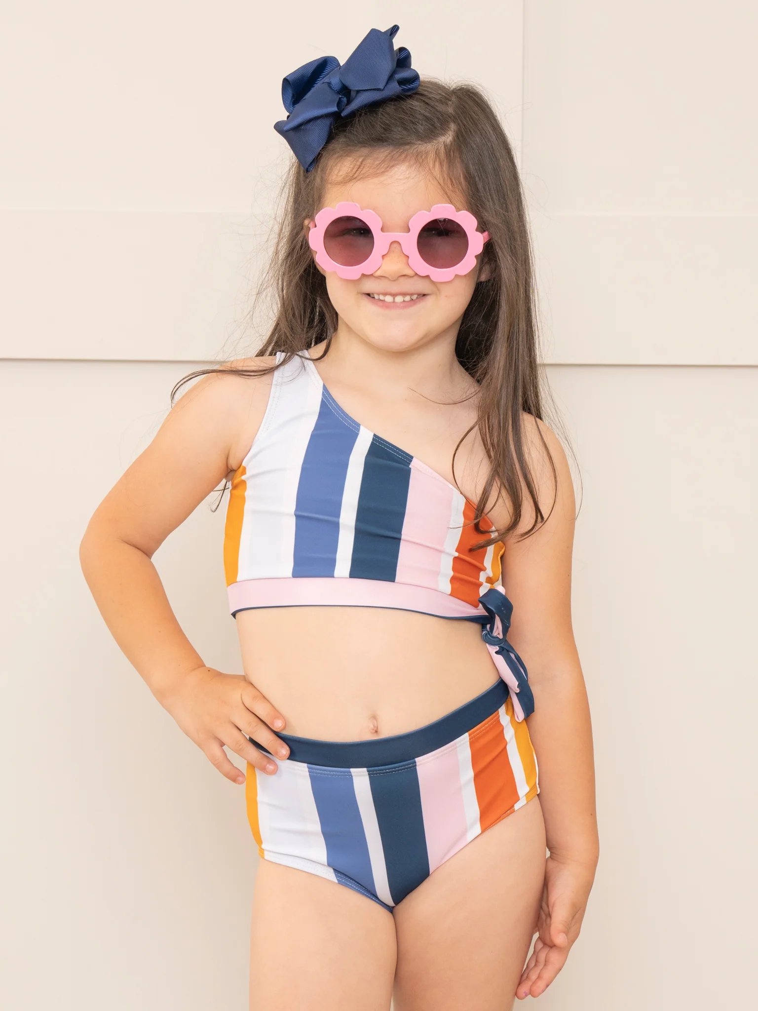 Mom & Me One Shoulder Mod Stripes Swimsuit - Image 2
