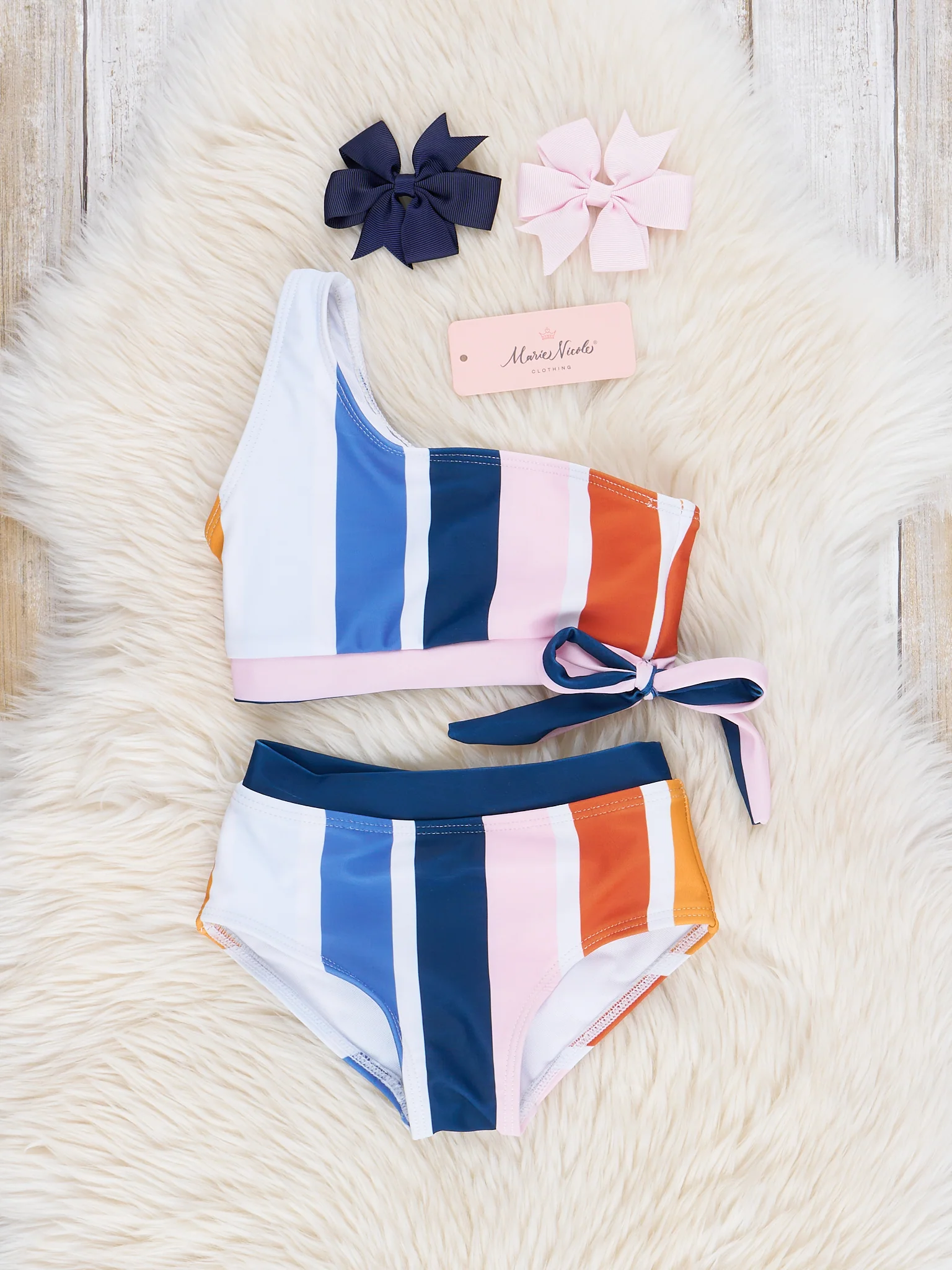 Mom & Me One Shoulder Mod Stripes Swimsuit - Image 3