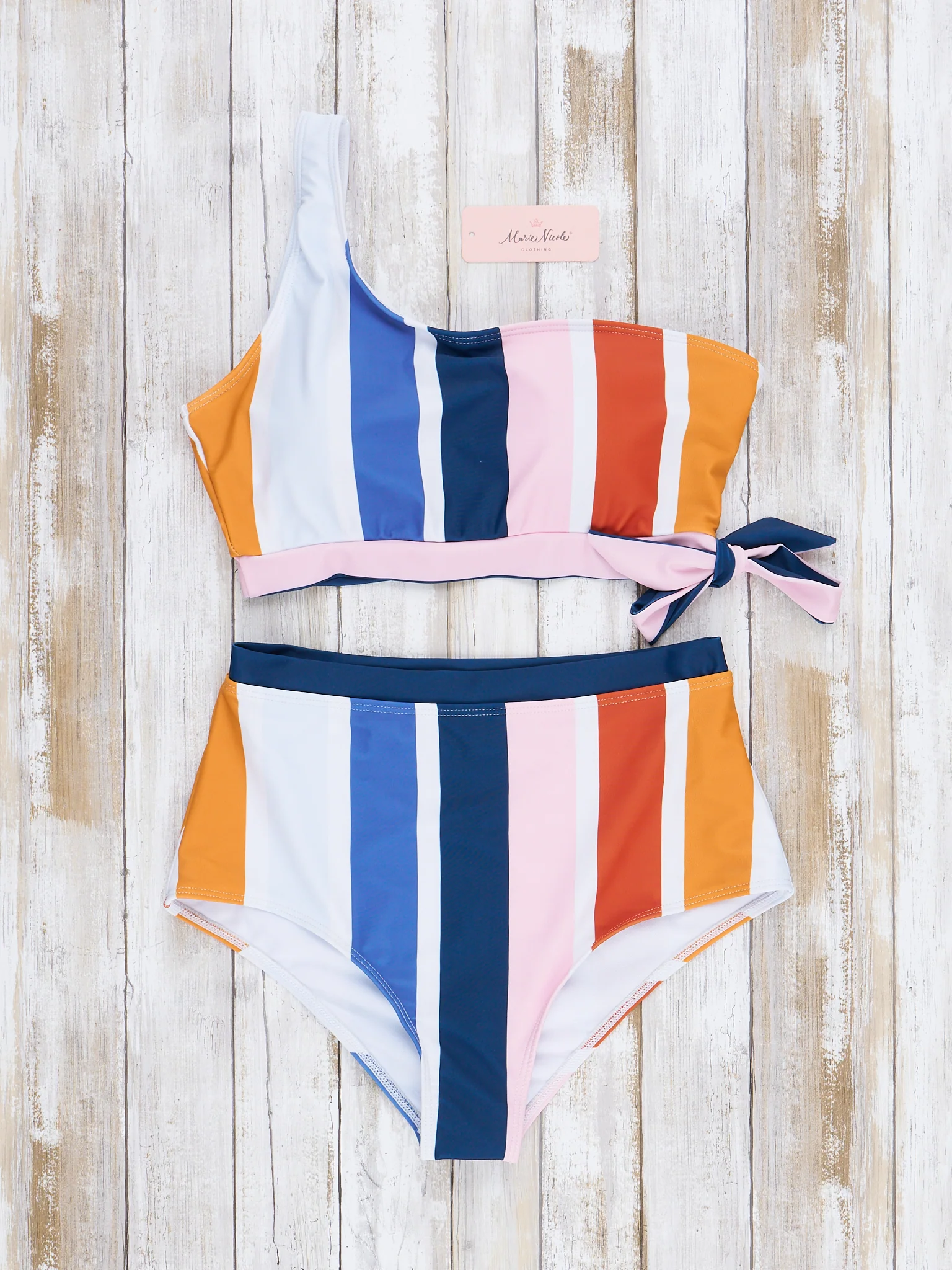 Mom & Me One Shoulder Mod Stripes Swimsuit - Image 4