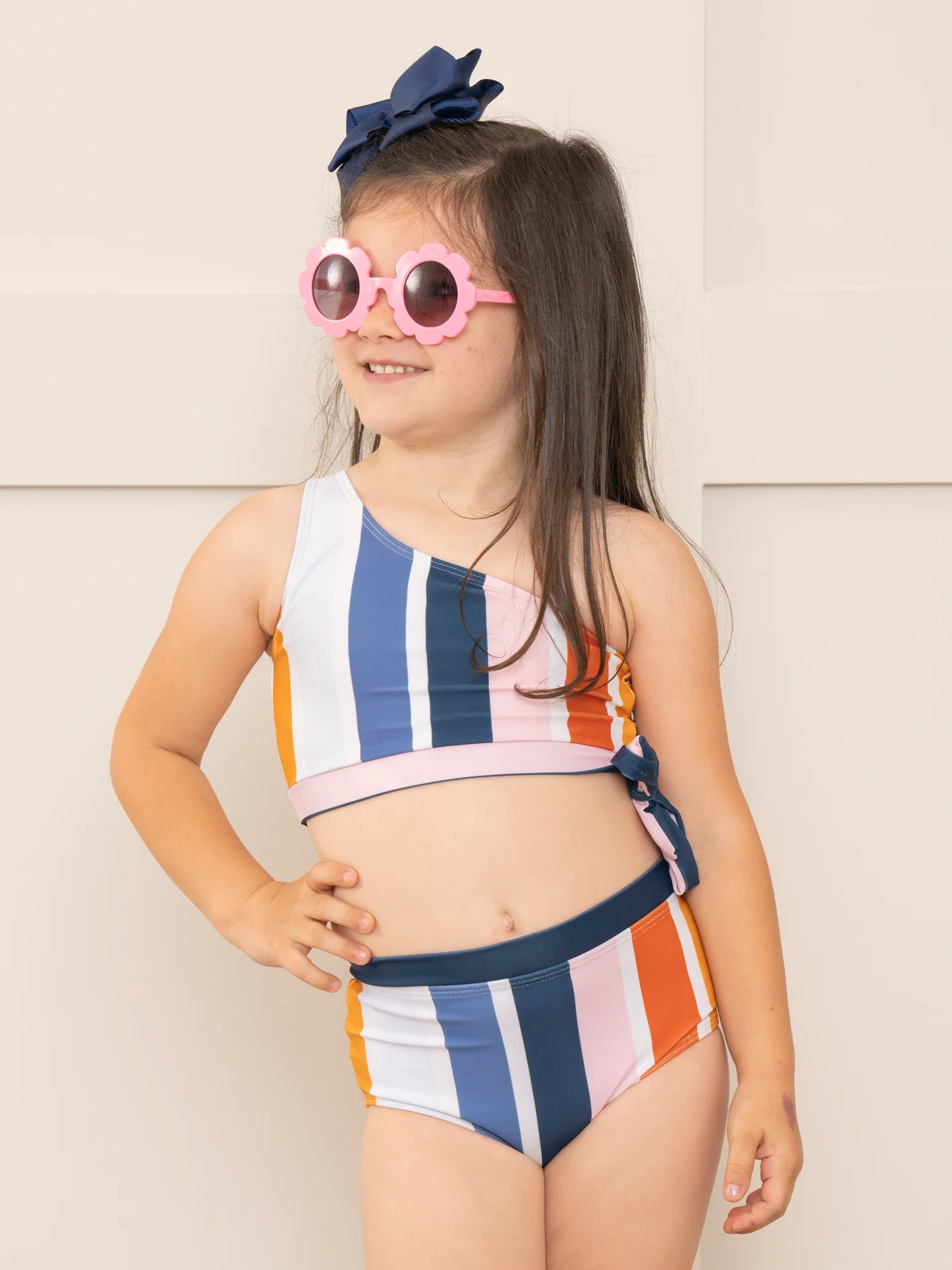 Mom & Me One Shoulder Mod Stripes Swimsuit - Image 5
