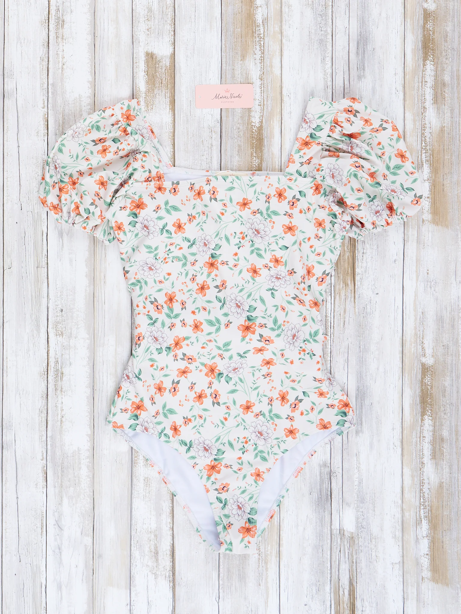 Mom & Me Orange & Green Blooms Swimsuit - Image 5