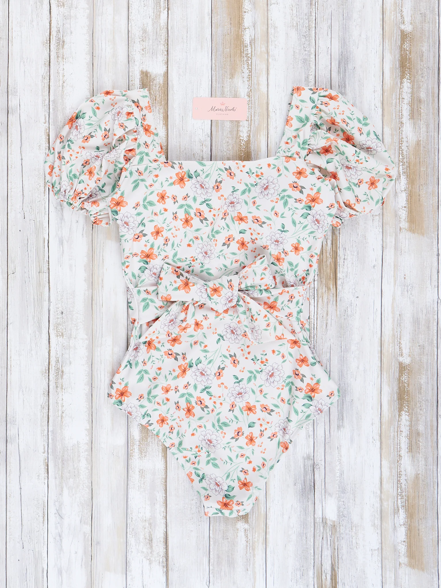 Mom & Me Orange & Green Blooms Swimsuit - Image 6