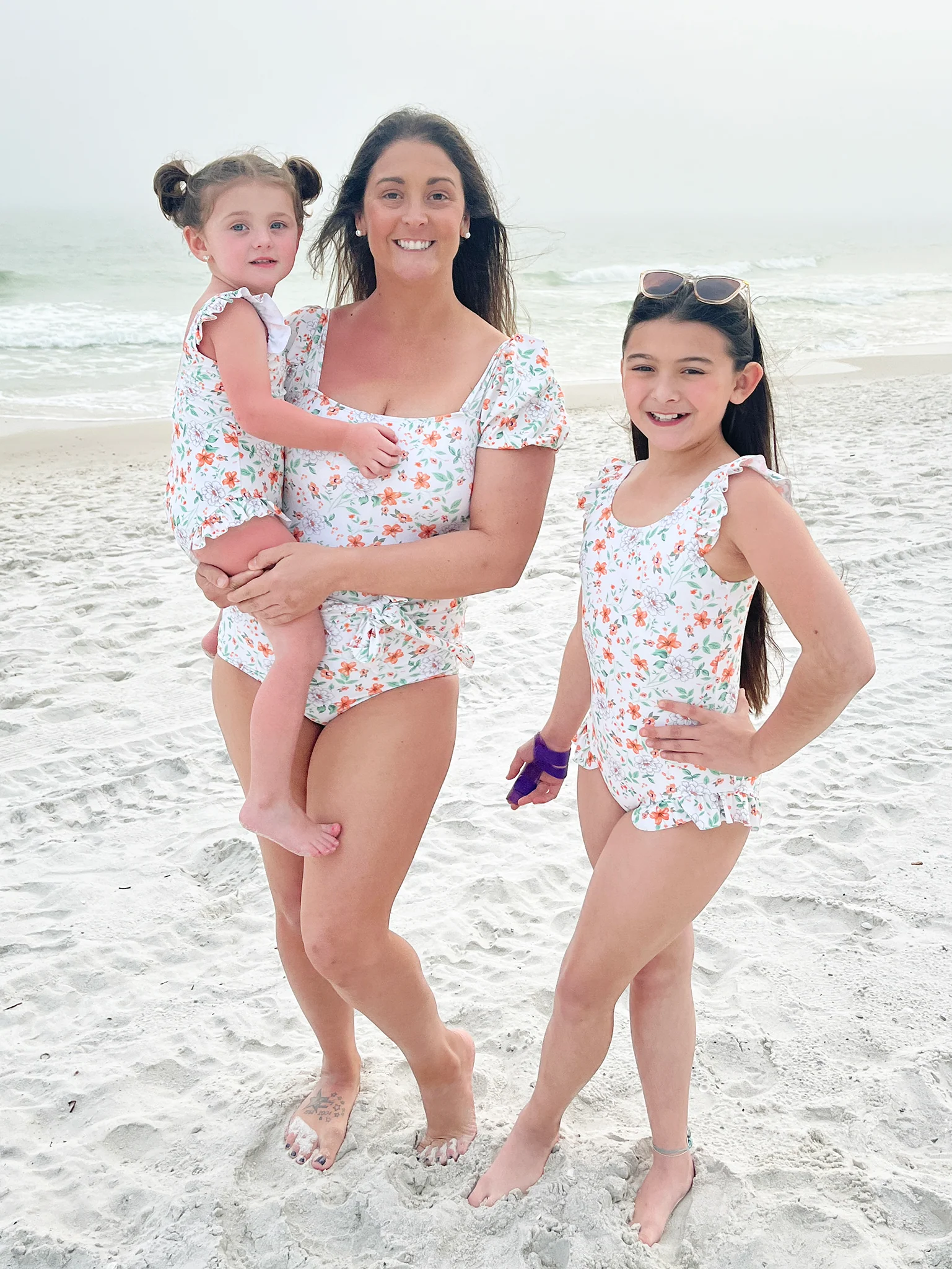 Mom & Me Orange & Green Blooms Swimsuit - Image 7