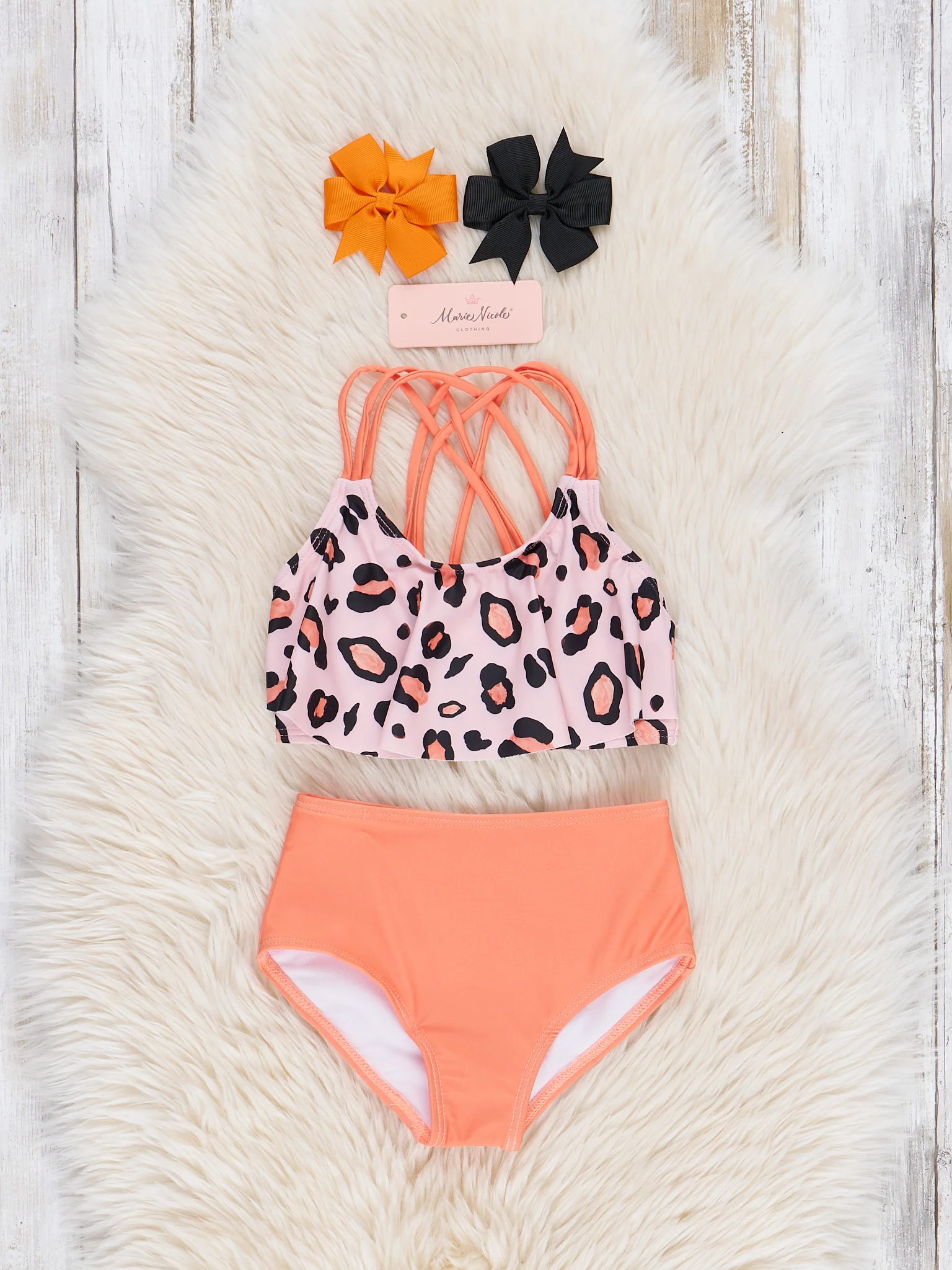 Mom & Me Orange & Leopard Swimsuit - Image 3