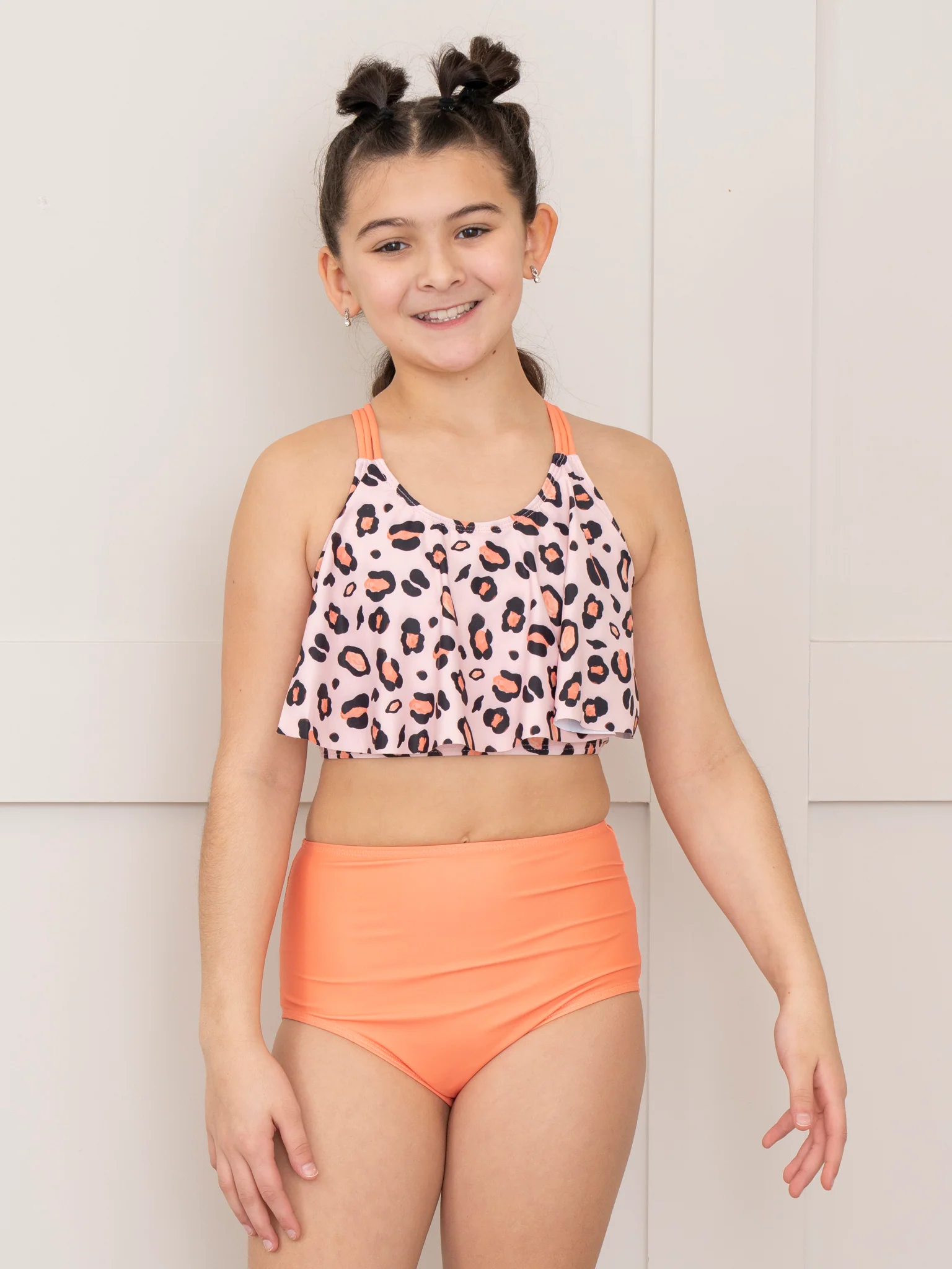 Mom & Me Orange & Leopard Swimsuit - Image 6
