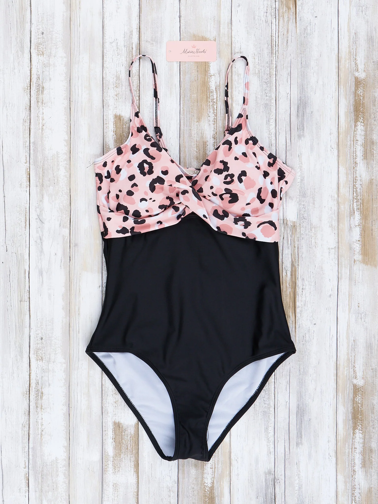 Mom & Me Peach & Black Leopard Ruffle Swimsuit - Image 5
