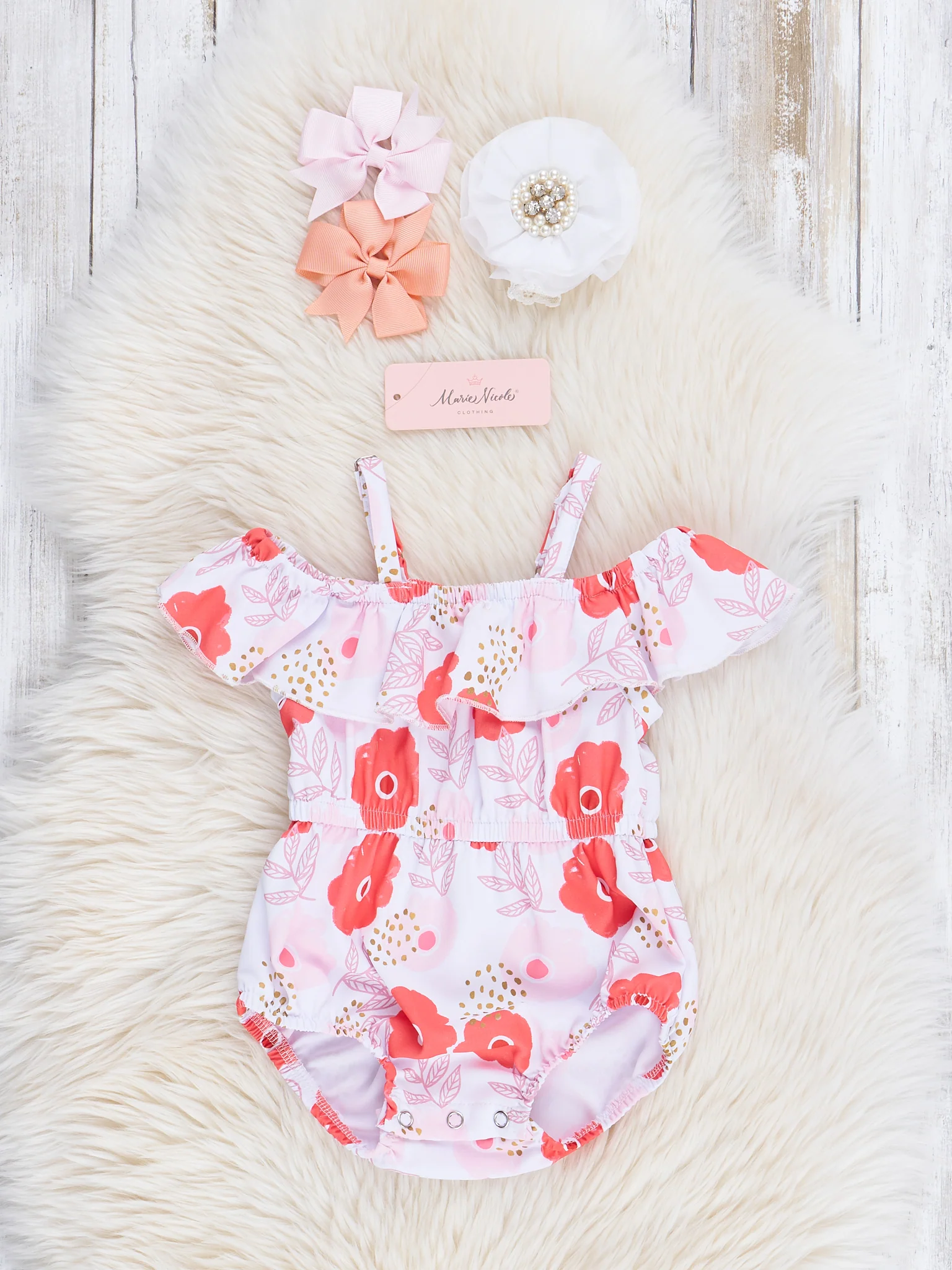 Mom & Me Pink & Orange Floral Belted Dress - Image 2