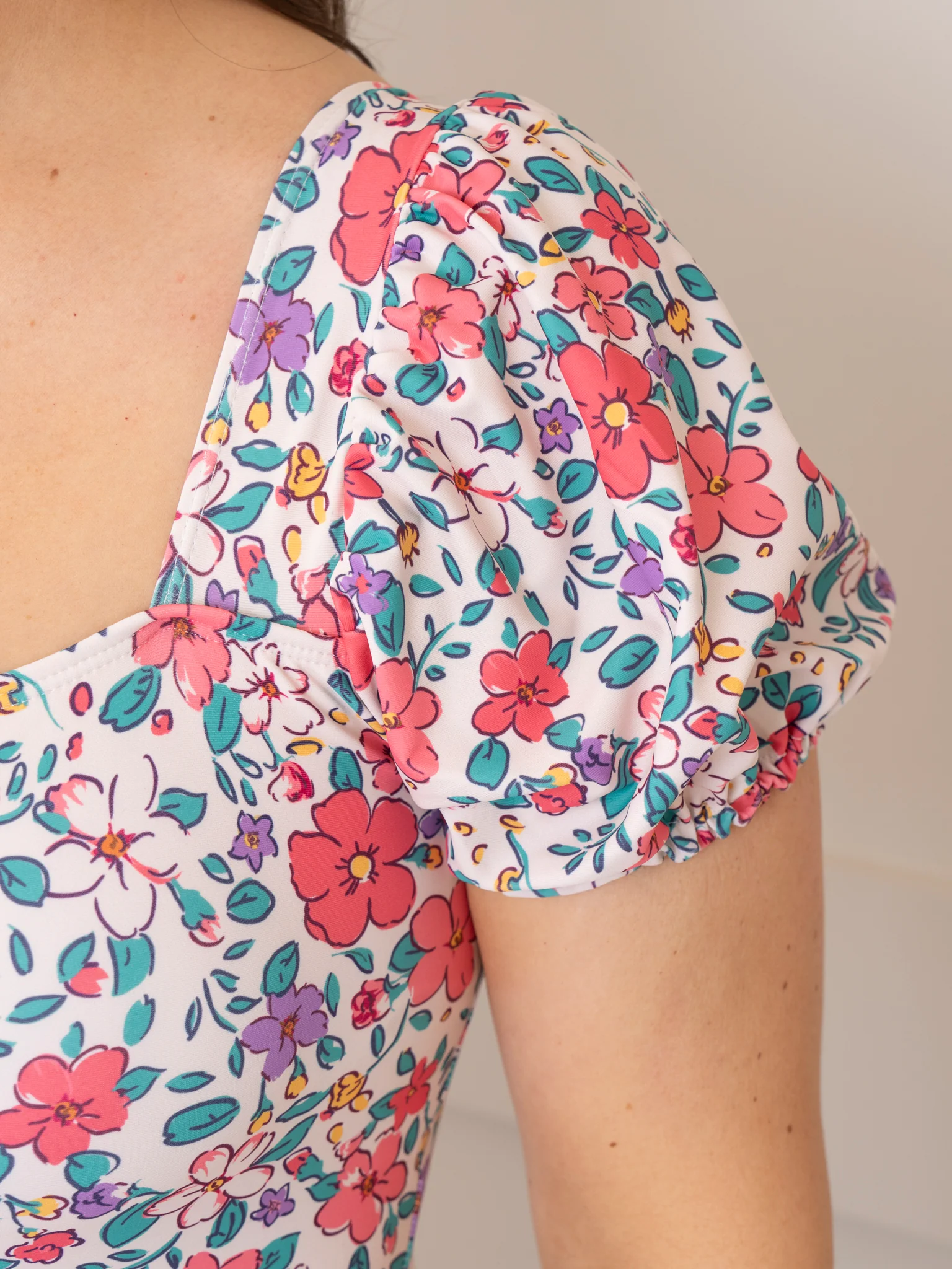 Mom & Me Pink & Turquoise Island Florals Ruffle Swimsuit - Image 10