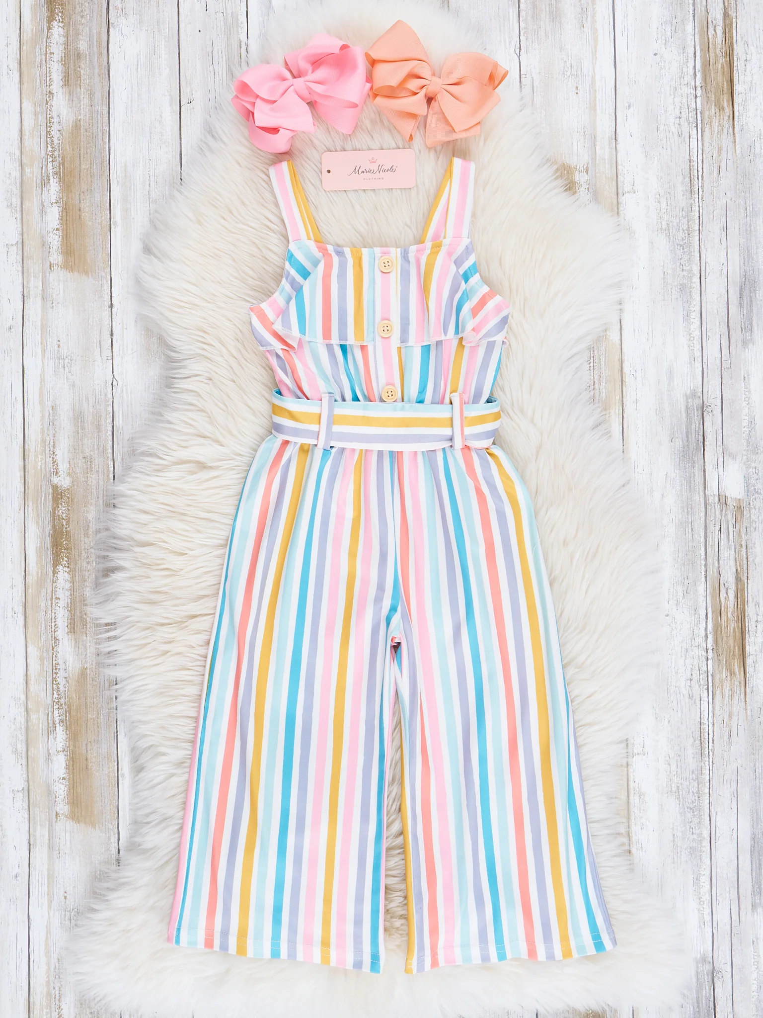 Mom & Me Rainbow Stripes Ruffle Jumpsuit - Image 3