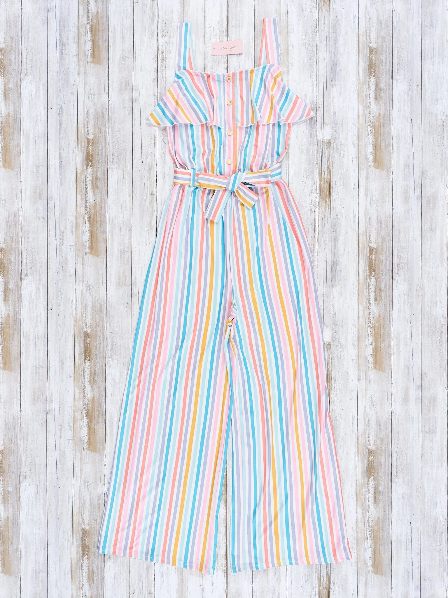 Mom & Me Rainbow Stripes Ruffle Jumpsuit - Image 5