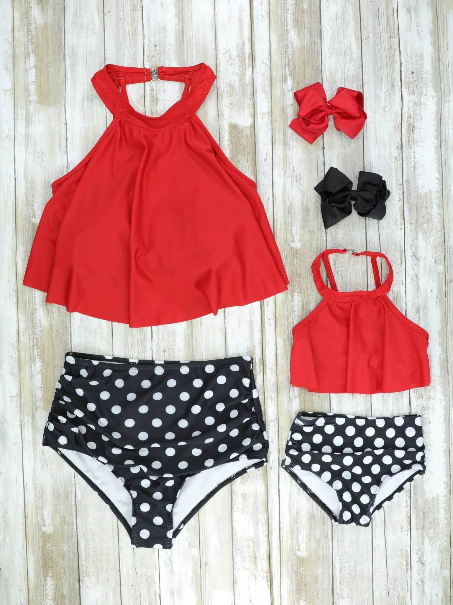 Mom & Me Red Halter Swimsuit