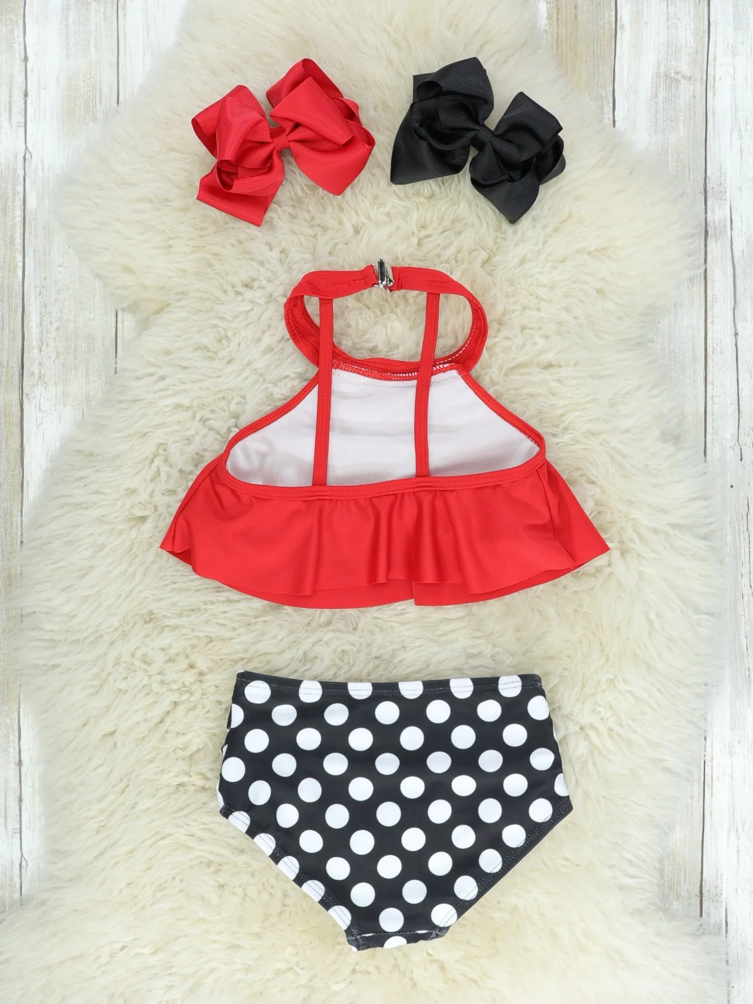 Mom & Me Red Halter Swimsuit - Image 3