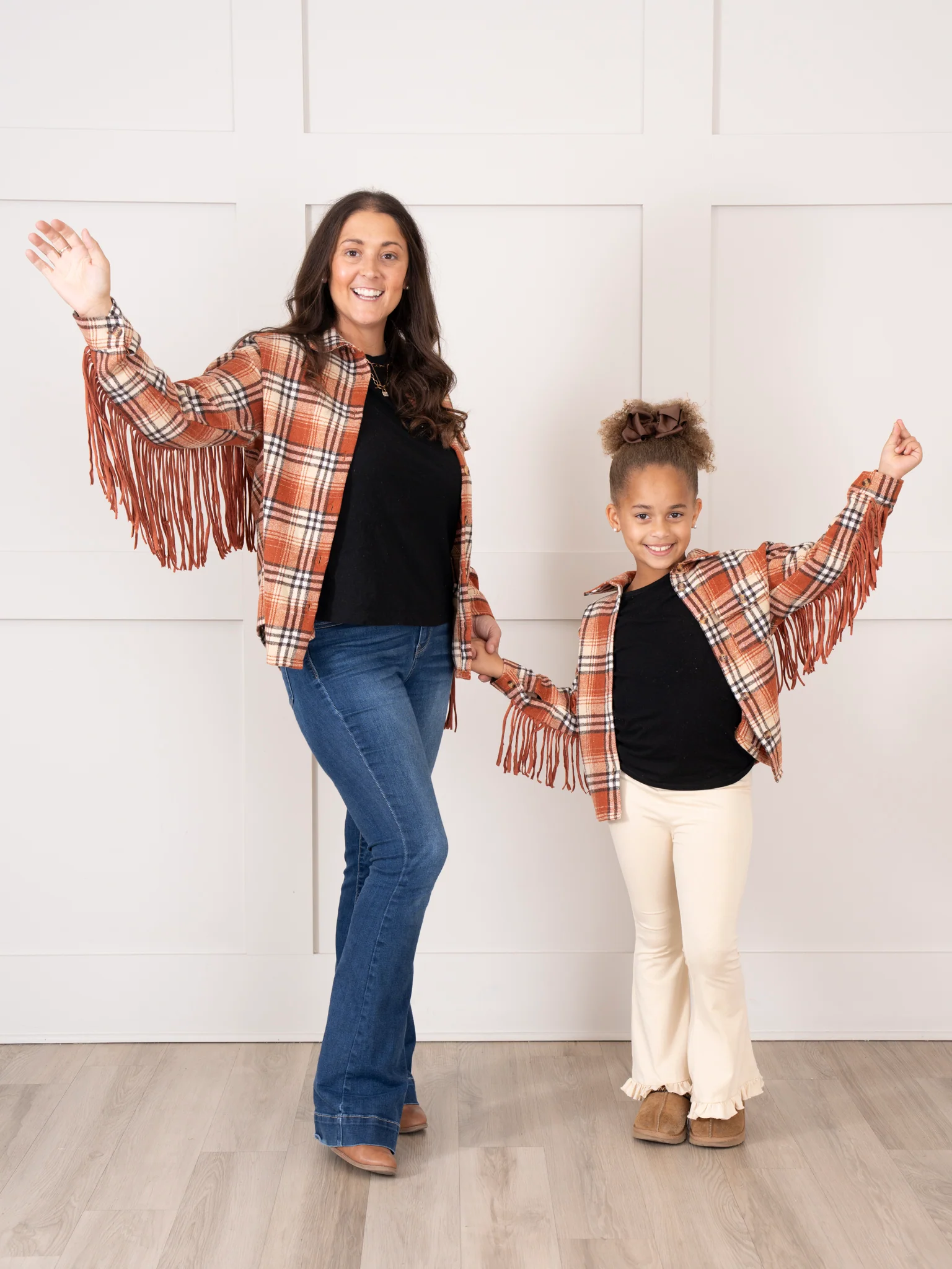 Mom & Me Rusty Plaid Fringe Flannel Shacket - Image 14