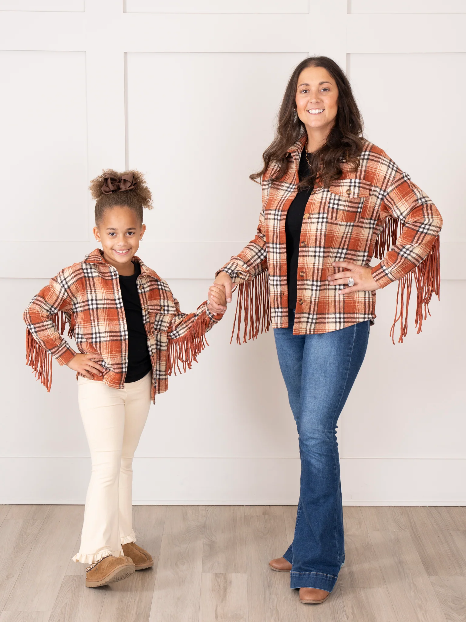 Mom & Me Rusty Plaid Fringe Flannel Shacket - Image 15
