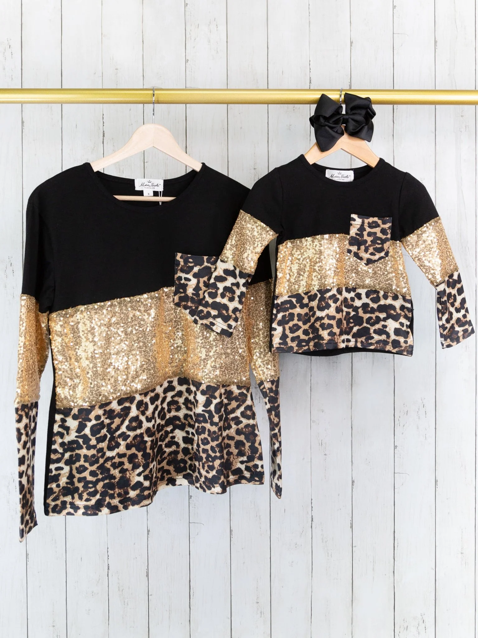 Mom & Me Sequin Leopard Colorblock Shirt