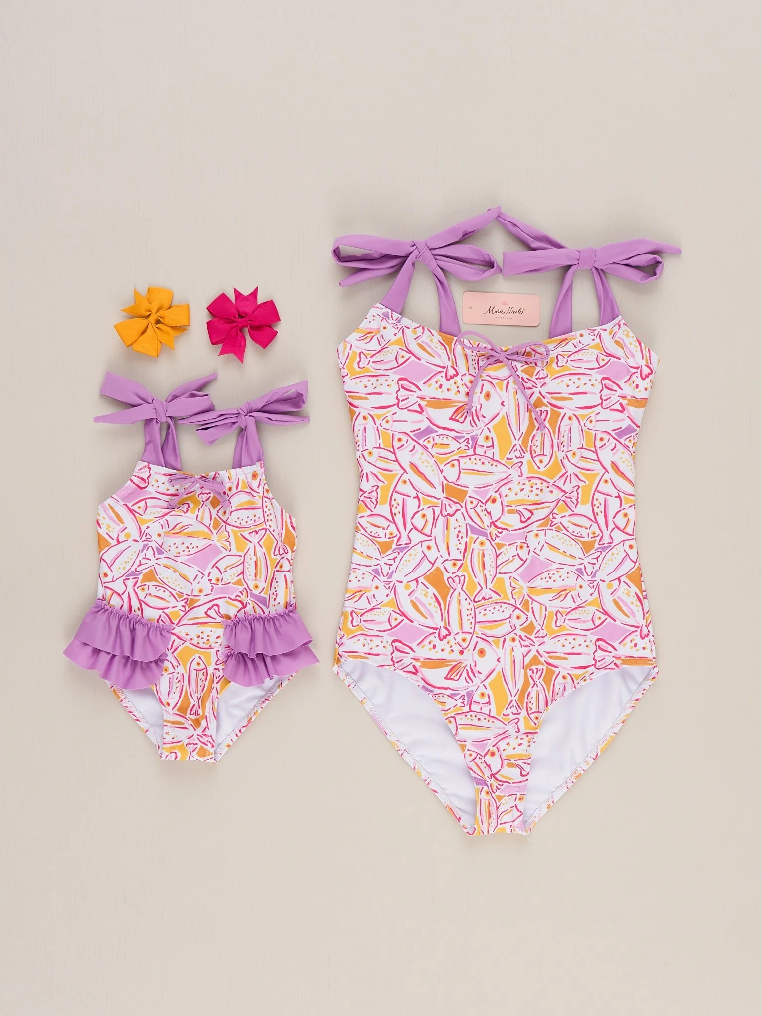 Mom & Me Splish Splash Fish Ruffle Swimsuit