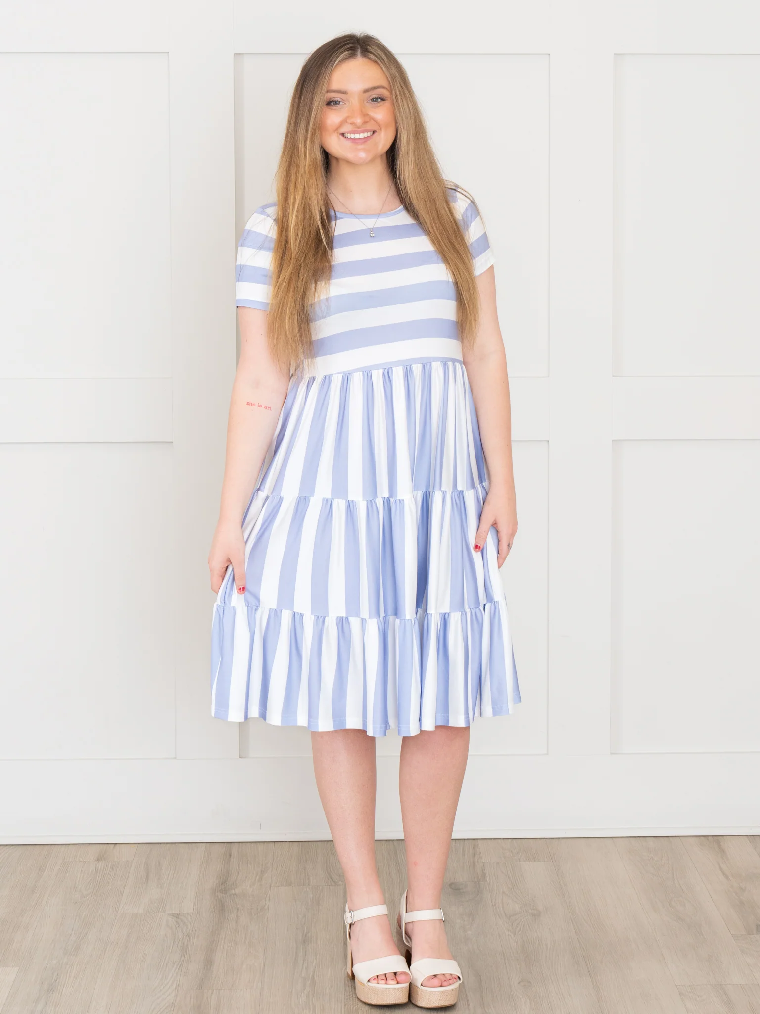 Mom & Me Striped Swing Dress - Periwinkle - Image 2