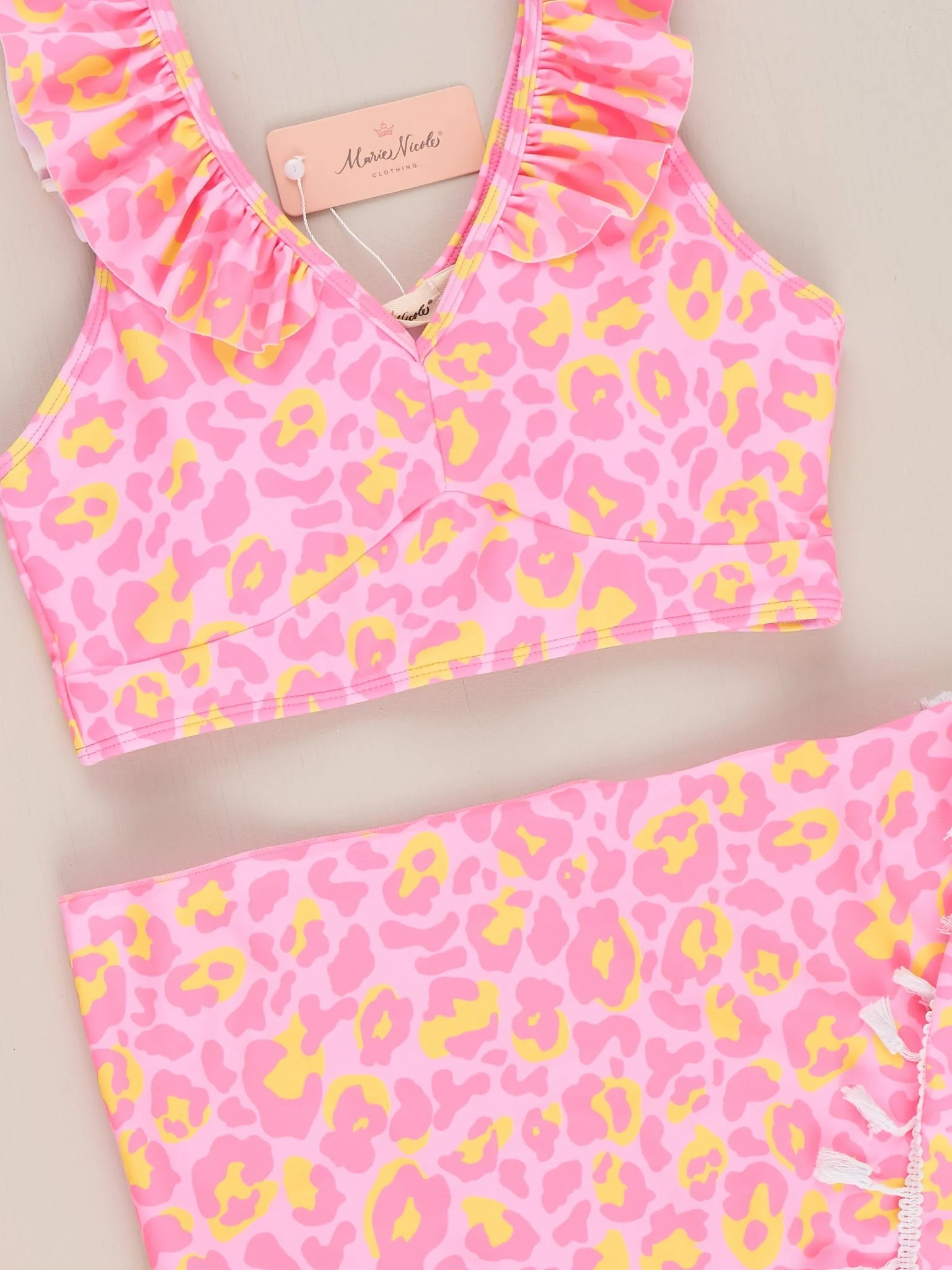 Mom & Me Sunshine Leopard Ruffle 3-Piece Swimsuit - Image 2