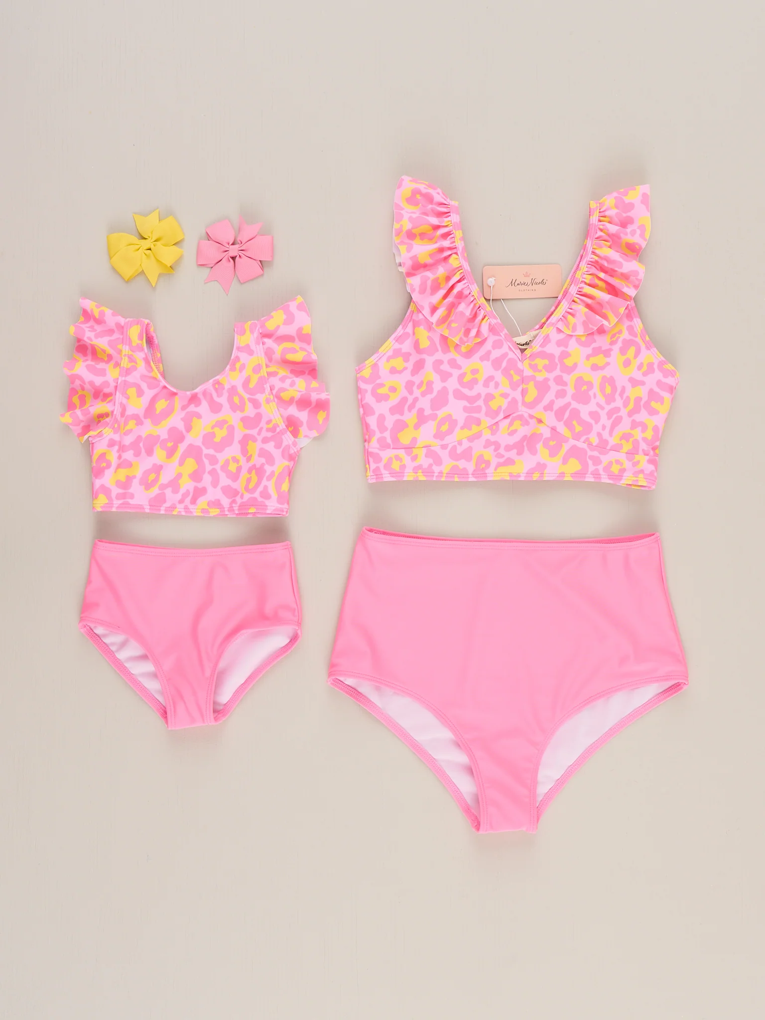 Mom & Me Sunshine Leopard Ruffle 3-Piece Swimsuit - Image 3