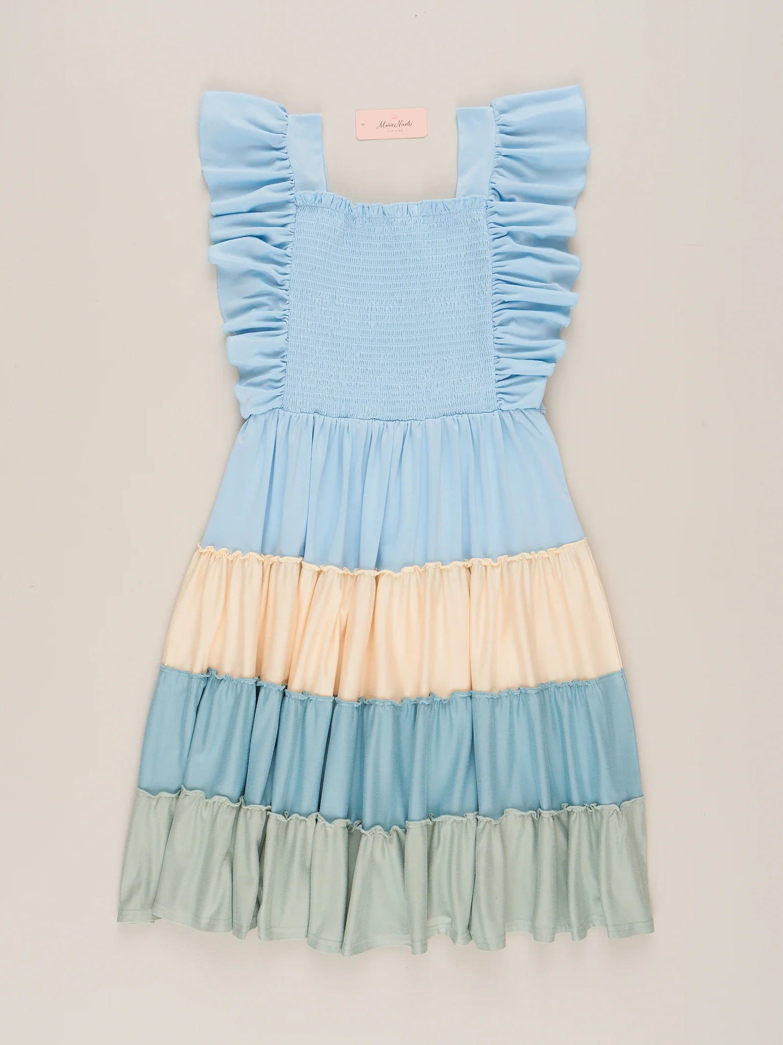 Mom & Me Tiered Color Blocked Blue Dress - Image 3