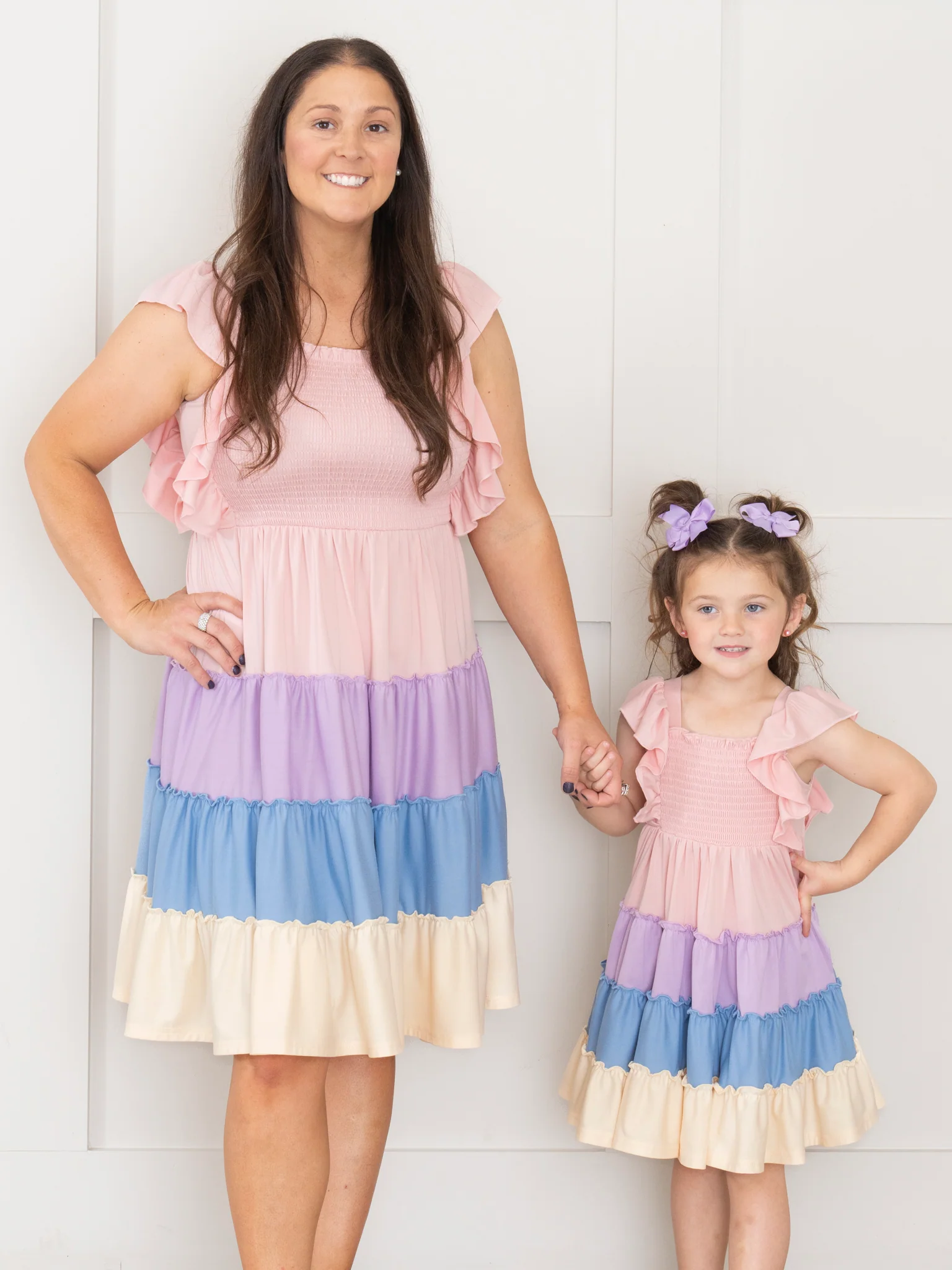 Mom & Me Tiered Color Blocked Pastel Dress - Image 2