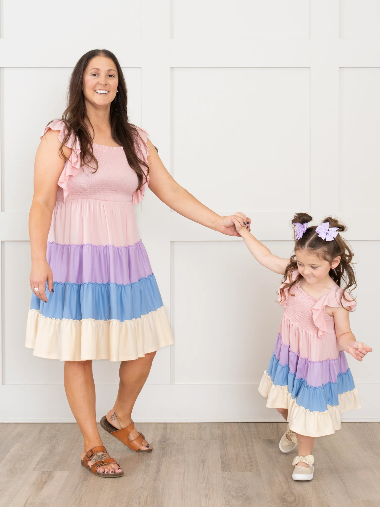 Mom & Me Tiered Color Blocked Pastel Dress - Image 5