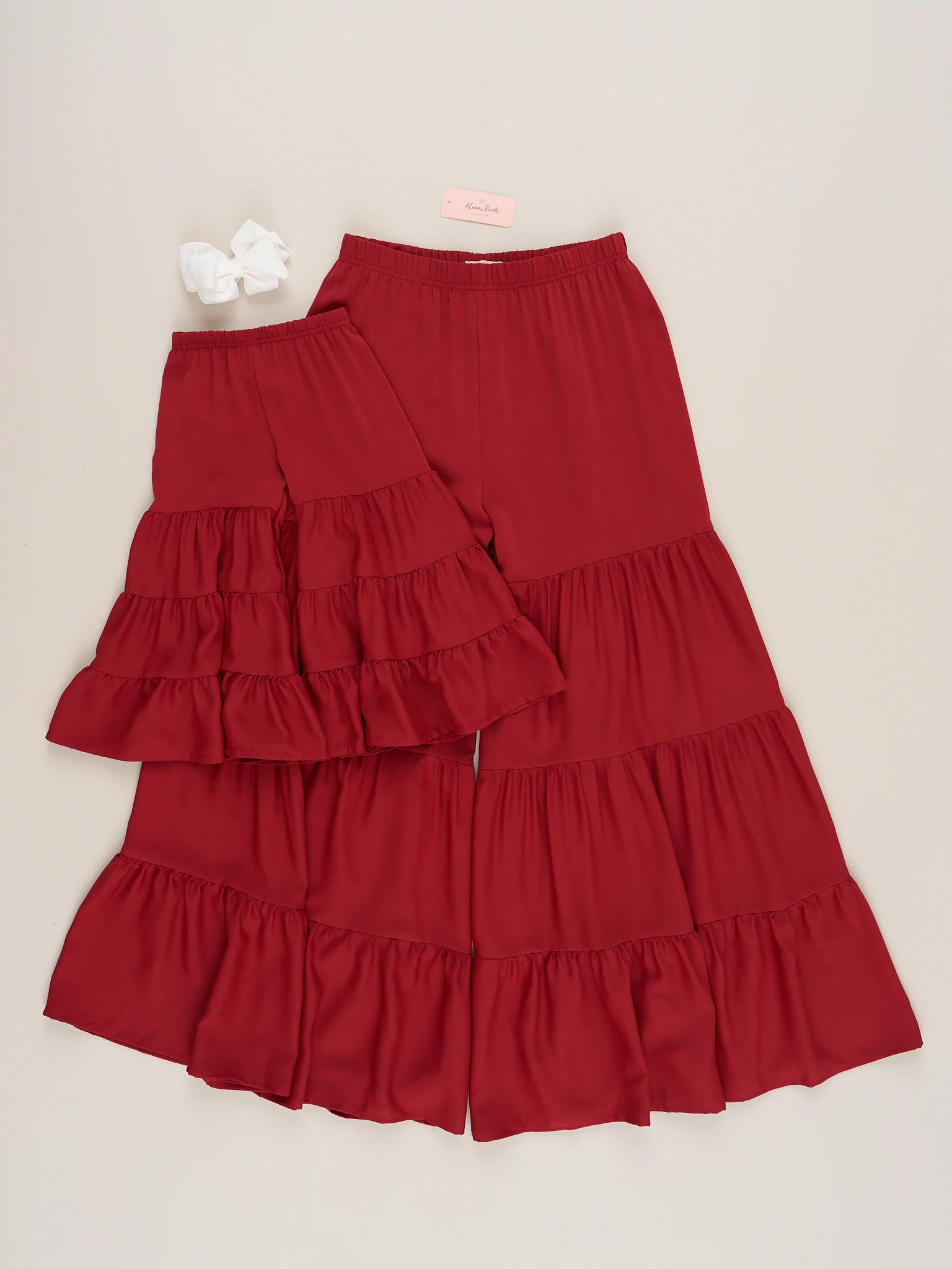 Mom & Me Tiered Ruffle Pants - Crimson