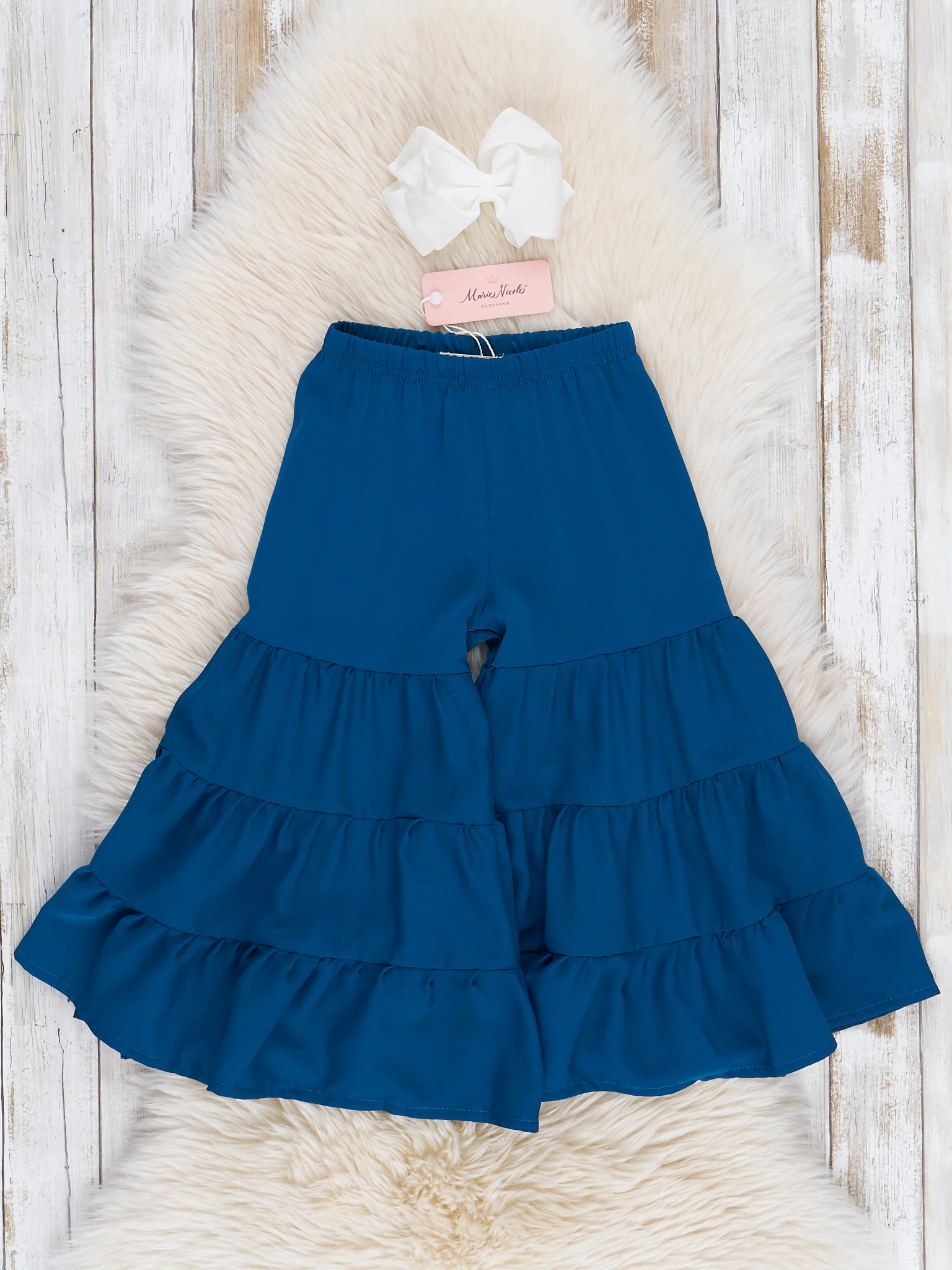 Mom & Me Tiered Ruffle Pants - Marine Blue - Image 3