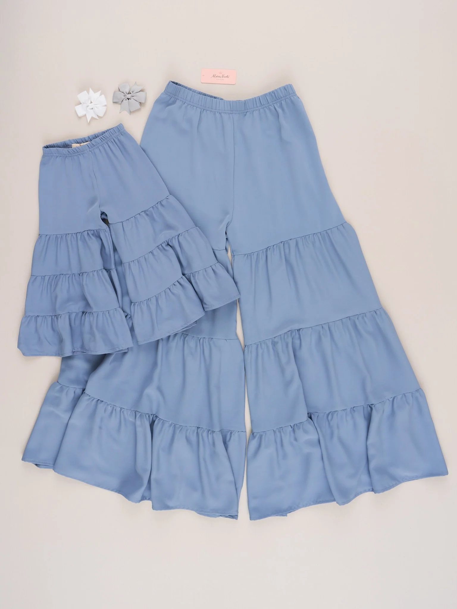 Mom & Me Tiered Ruffles Stone Blue Pants