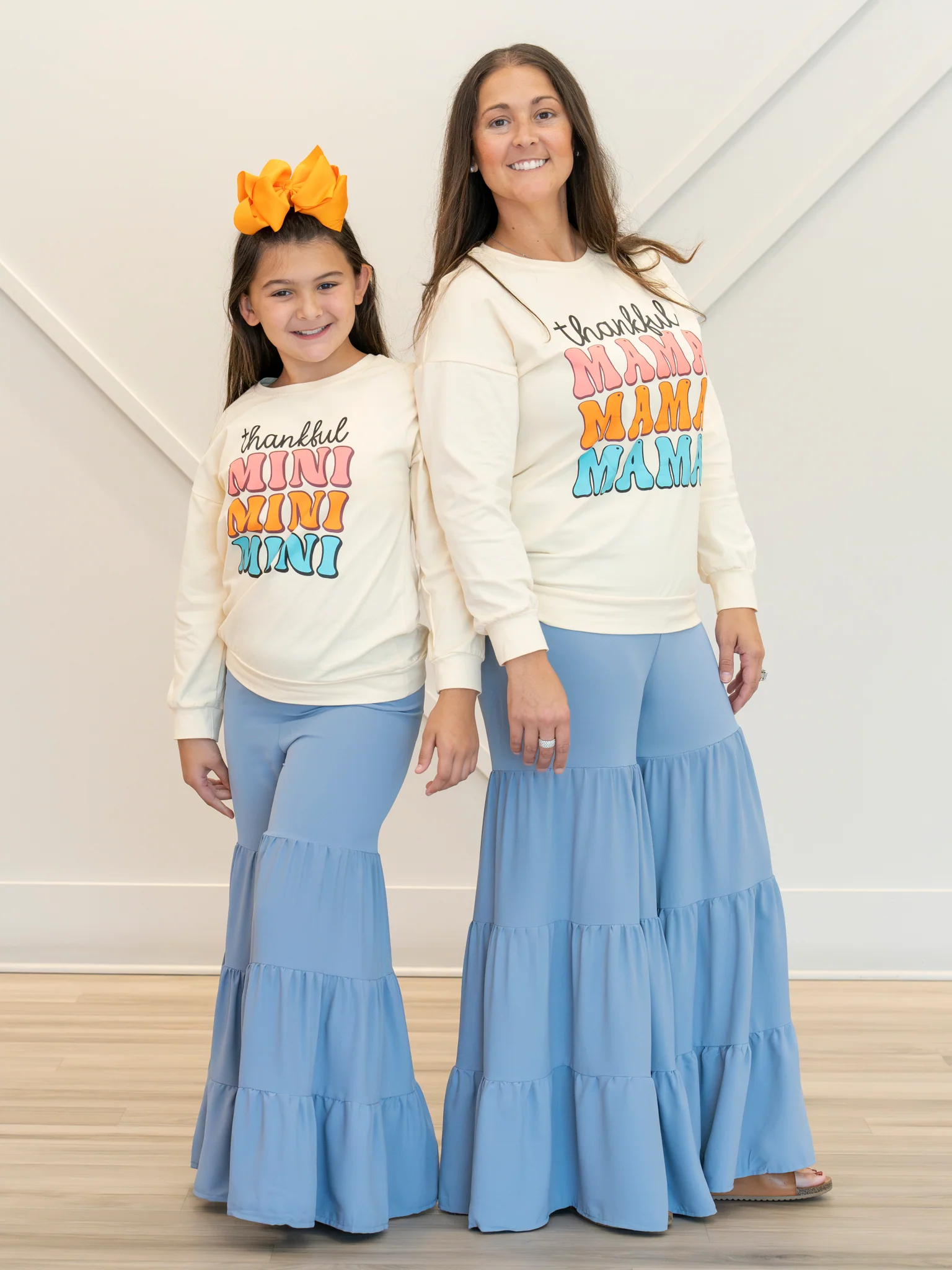 Mom & Me Tiered Ruffles Stone Blue Pants - Image 3