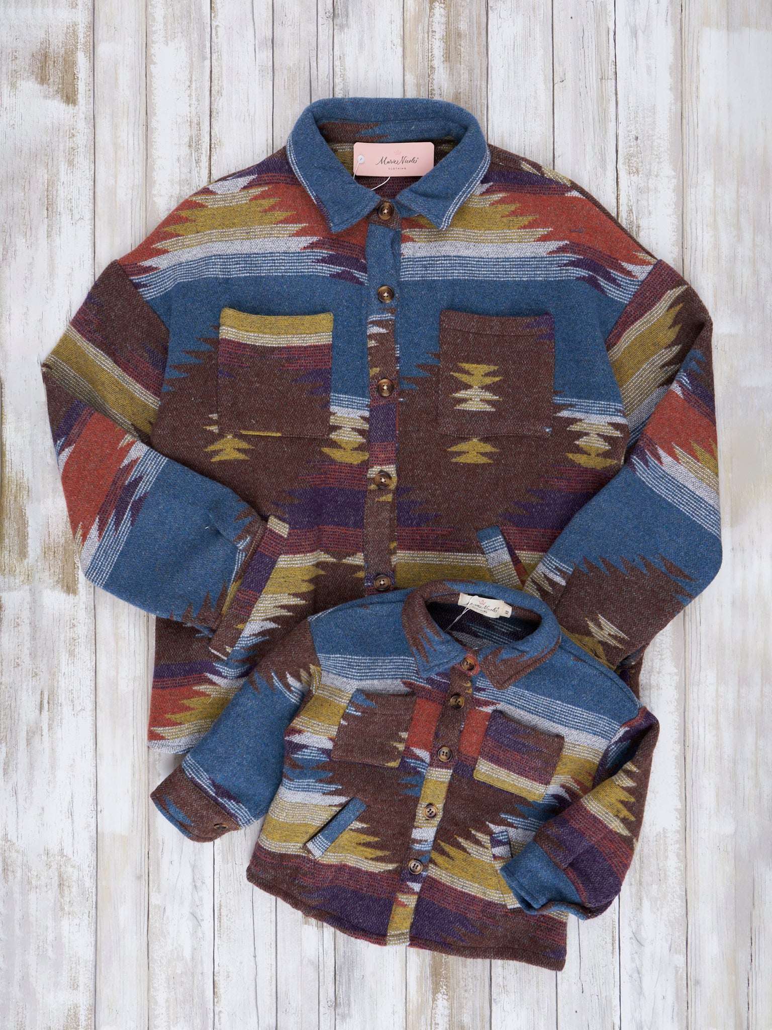 Mom & Me Turquoise Aztec Print Shacket
