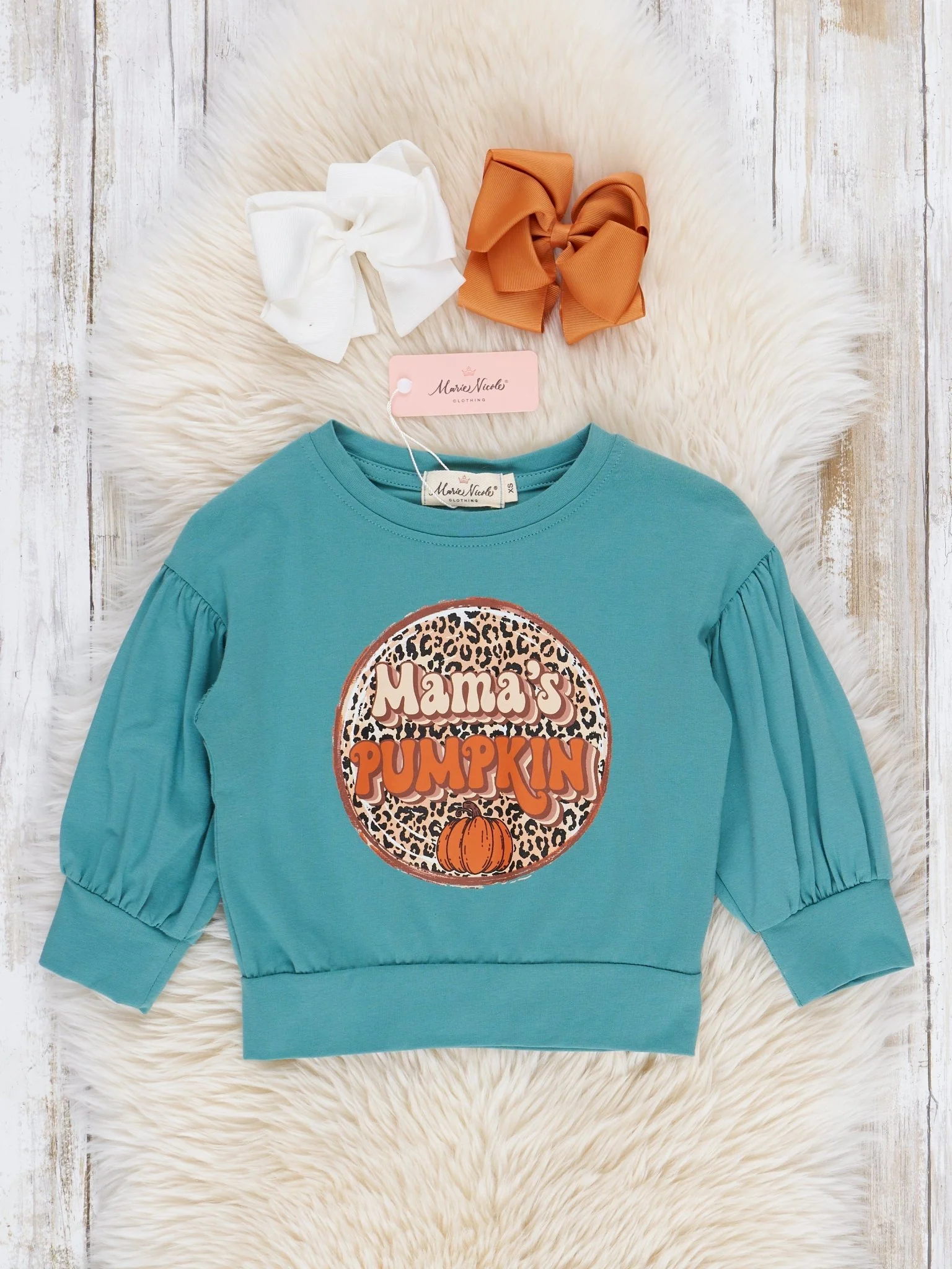 Mom & Me Turquoise & Leopard Pumpkin Shirt - Image 2