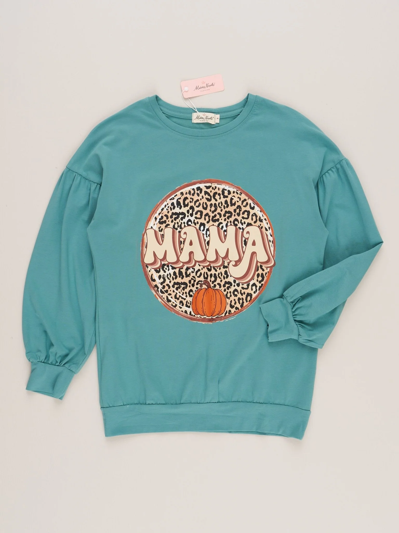 Mom & Me Turquoise & Leopard Pumpkin Shirt - Image 3