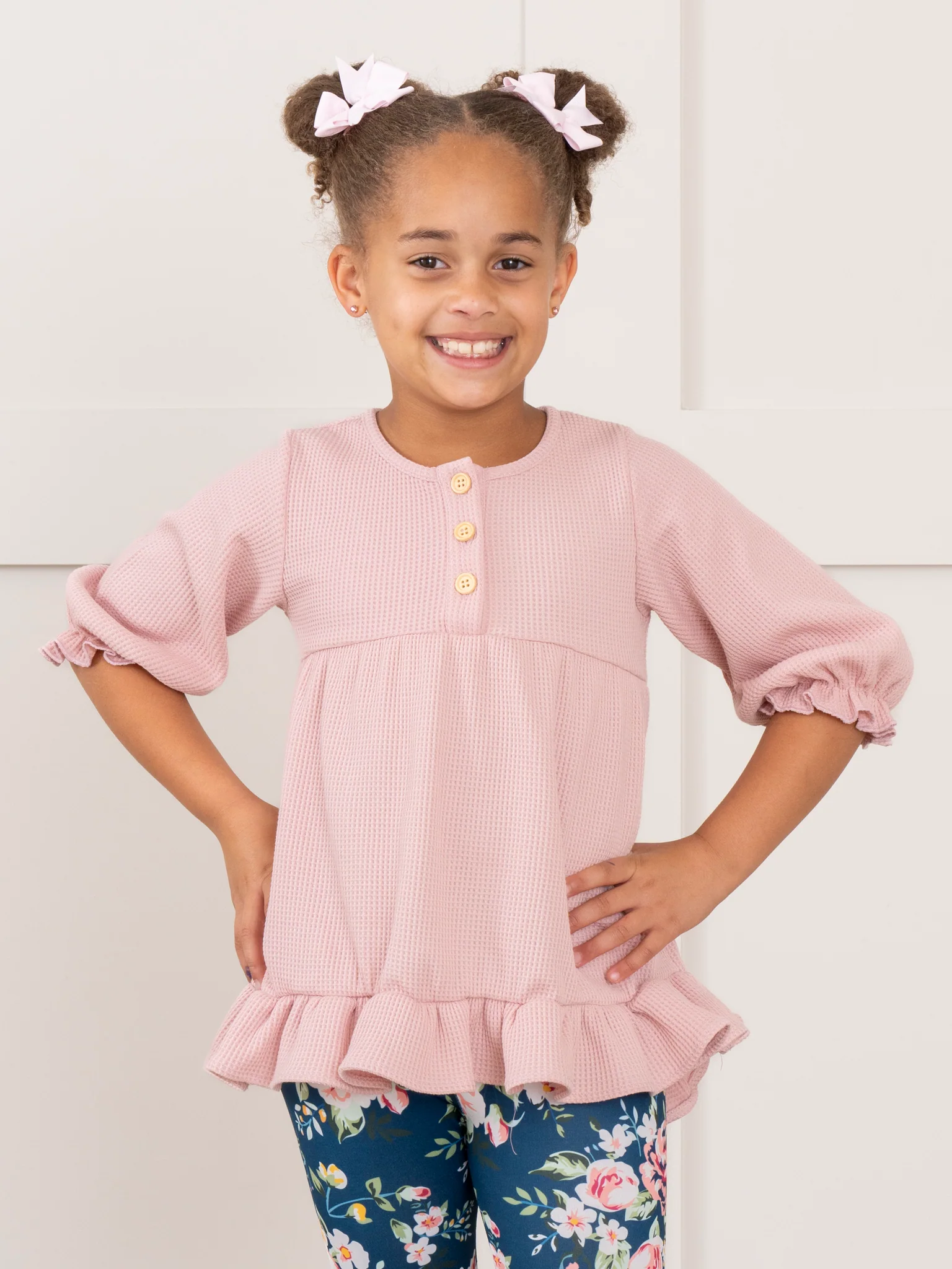 Mom & Me Waffle Knit Ruffle Blouse - Image 3