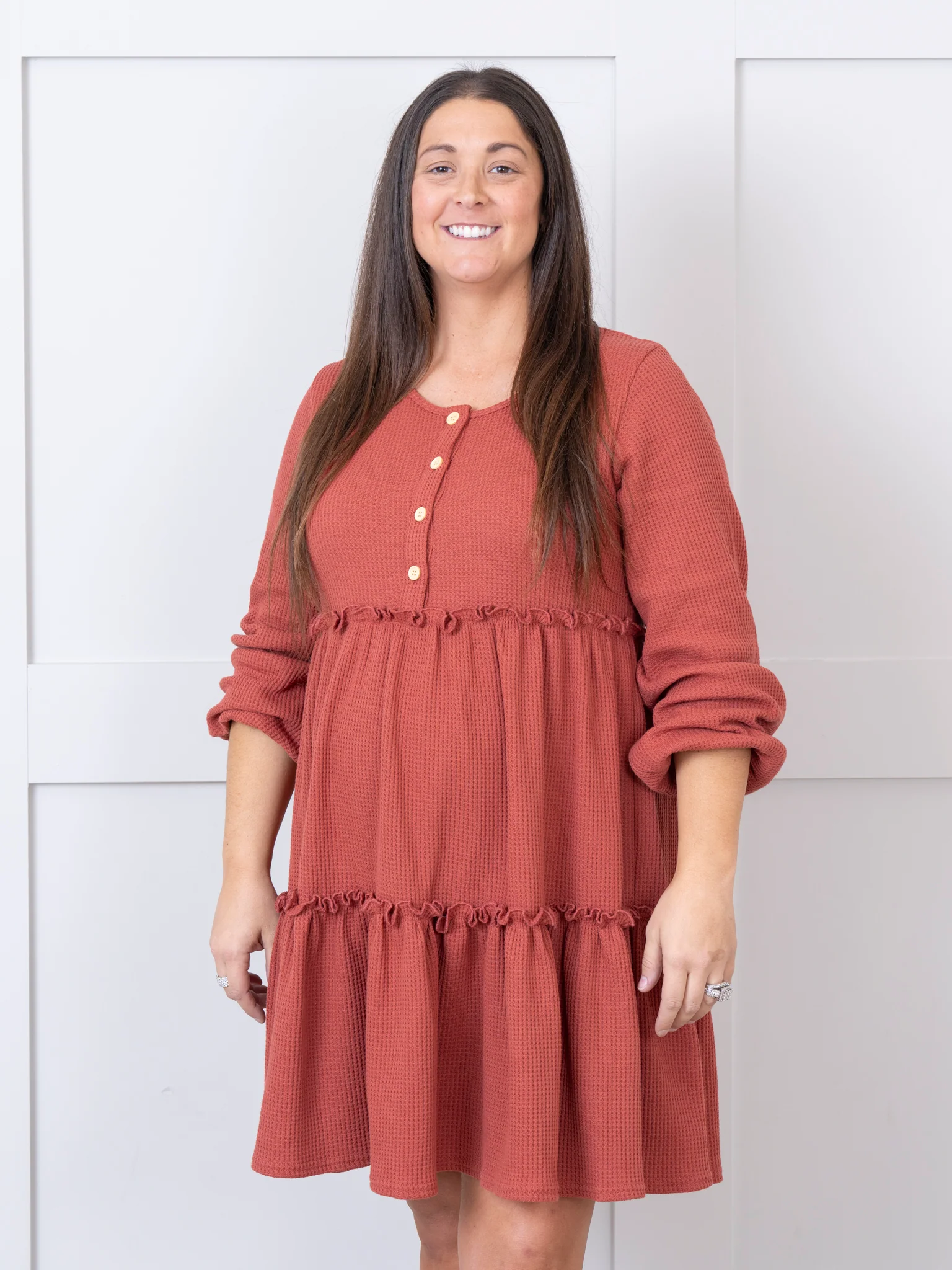 Mom & Me Waffle Knit Tiered Ruffle Dress - Image 15