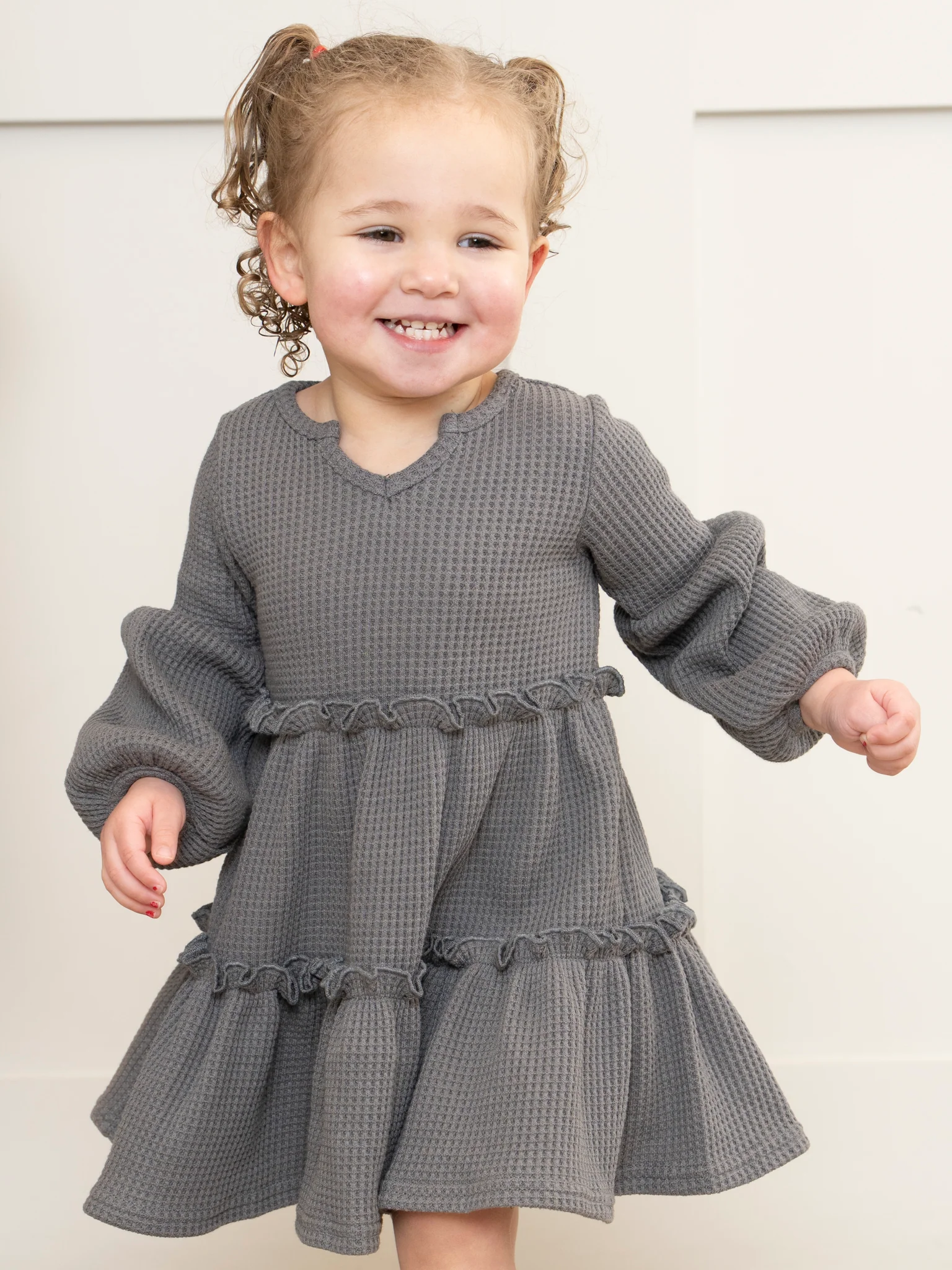 Mom & Me Waffle Knit Tiered Ruffle Dress - Image 5