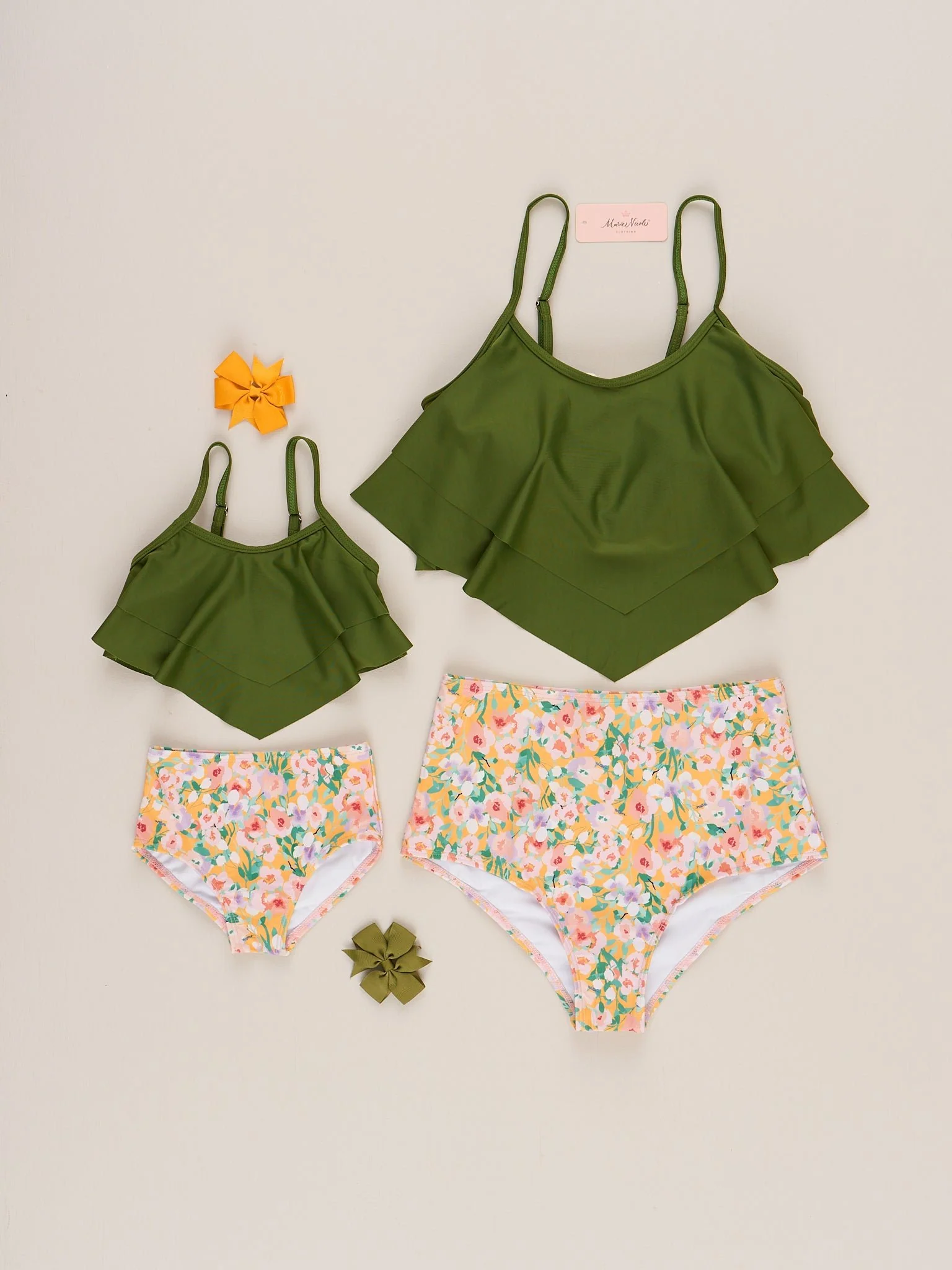Mom & Me Watercolor Garden Ruffle Swimsuit