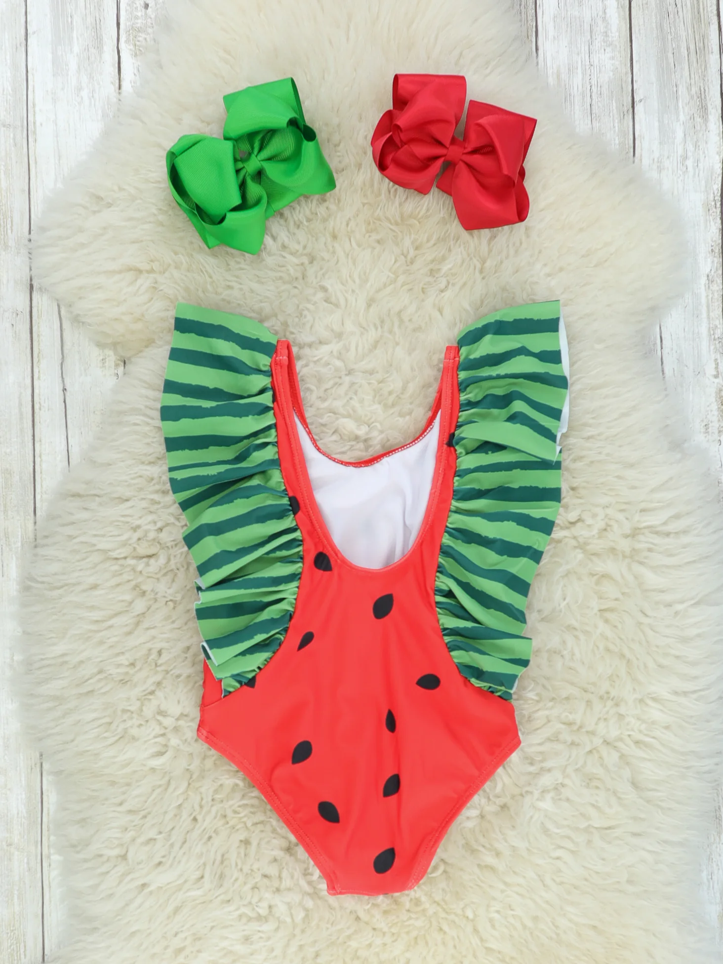 Mom & Me Watermelon Ruffle One Piece Swimsuit - Image 3