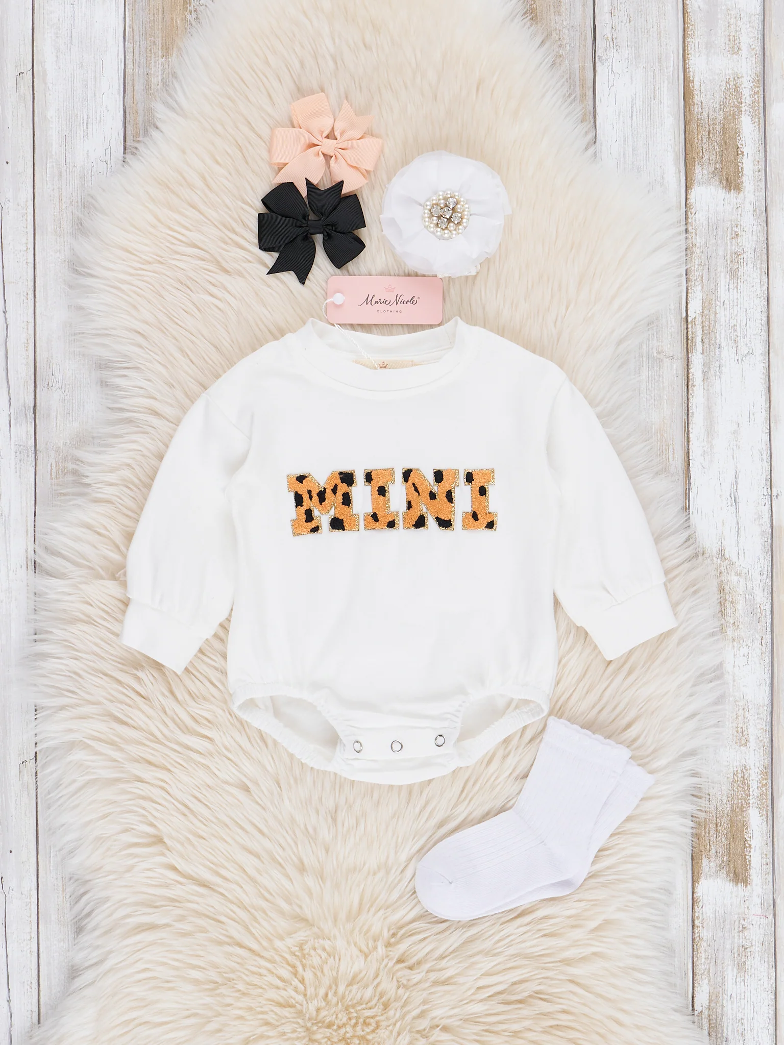 Mom & Me White Mama/Mini Cheetah Puff Letters Shirt - Image 2
