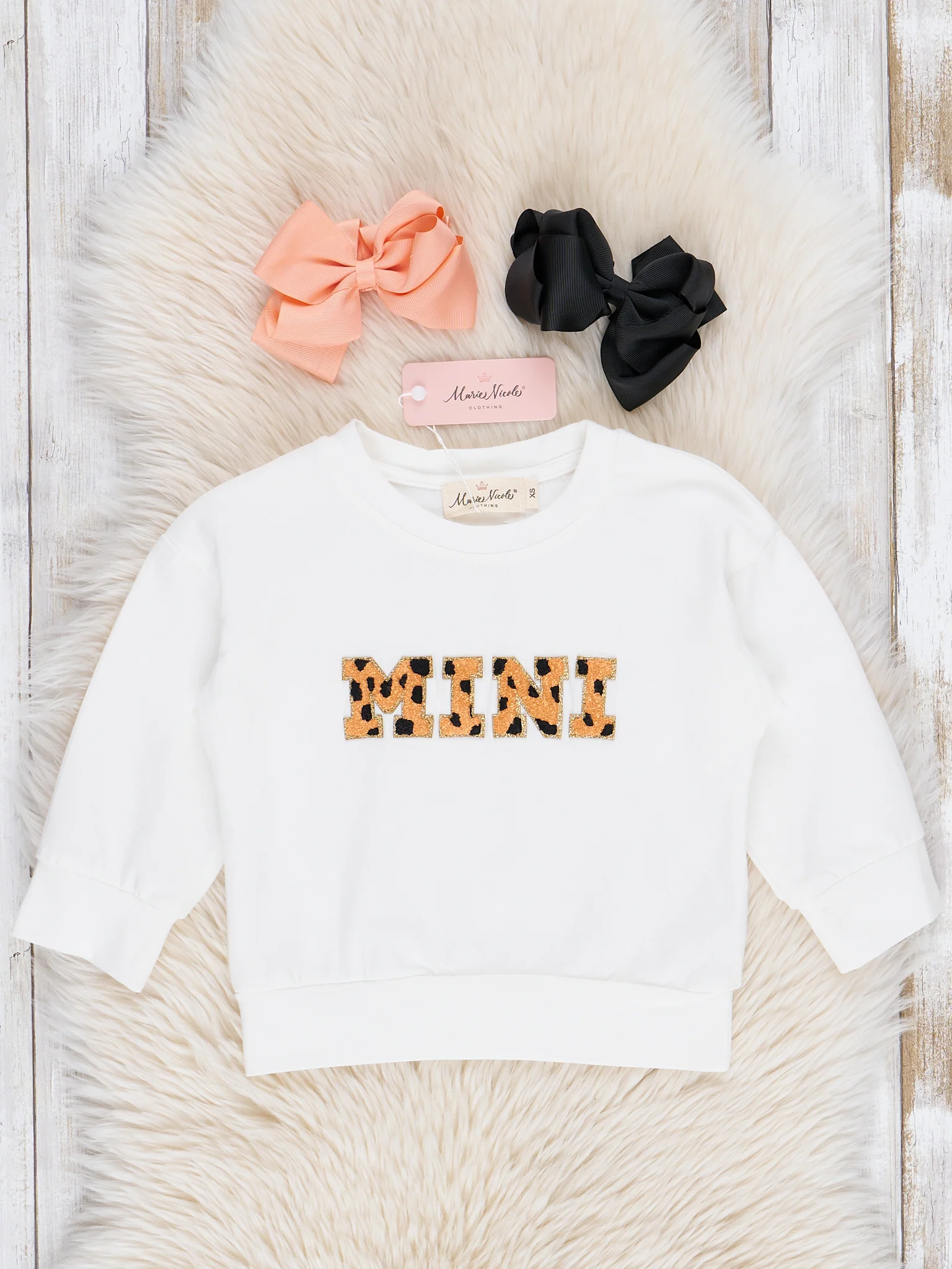Mom & Me White Mama/Mini Cheetah Puff Letters Shirt - Image 3