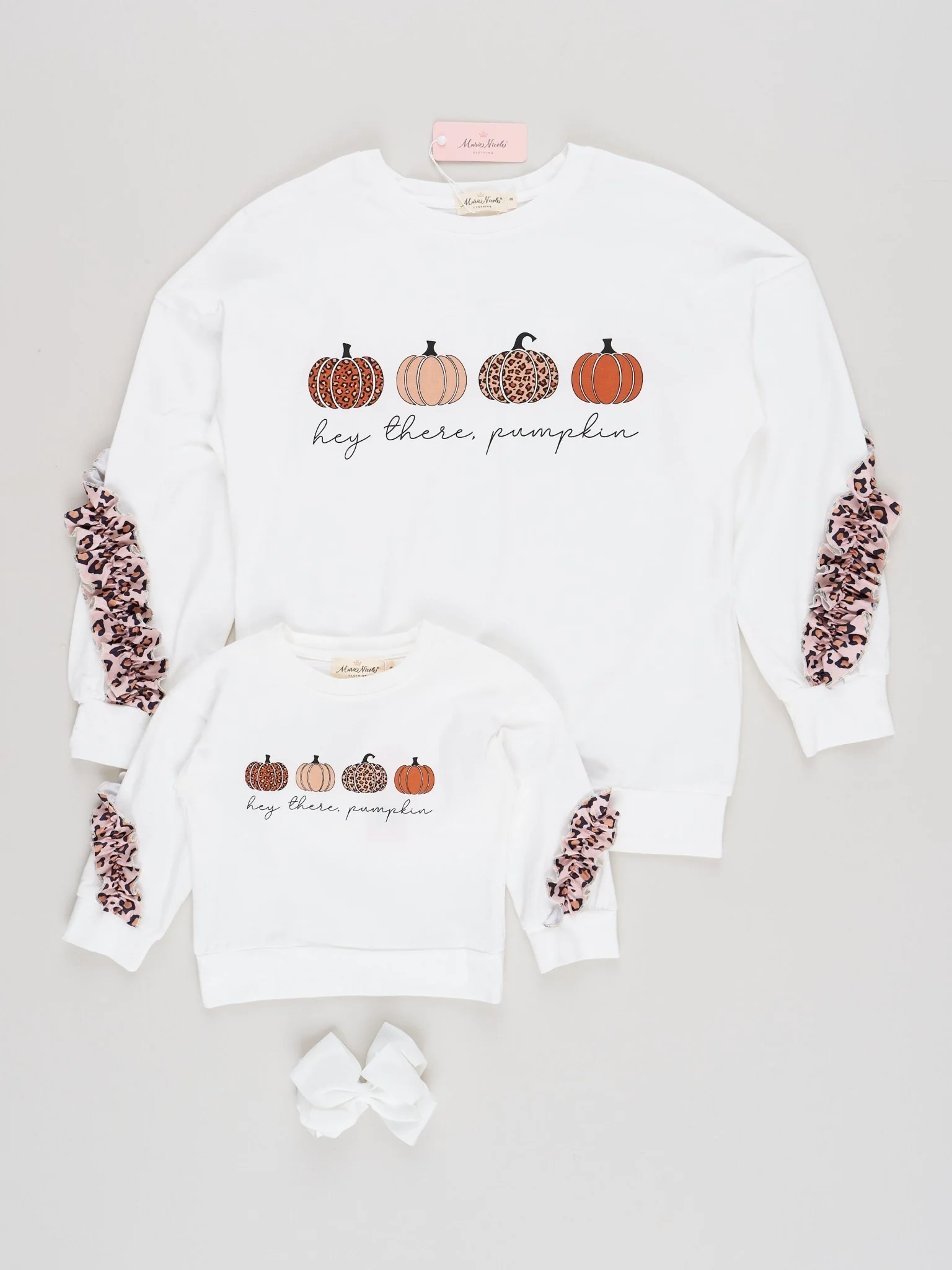 Mom & Me White Pumpkin Ruffle Shirt
