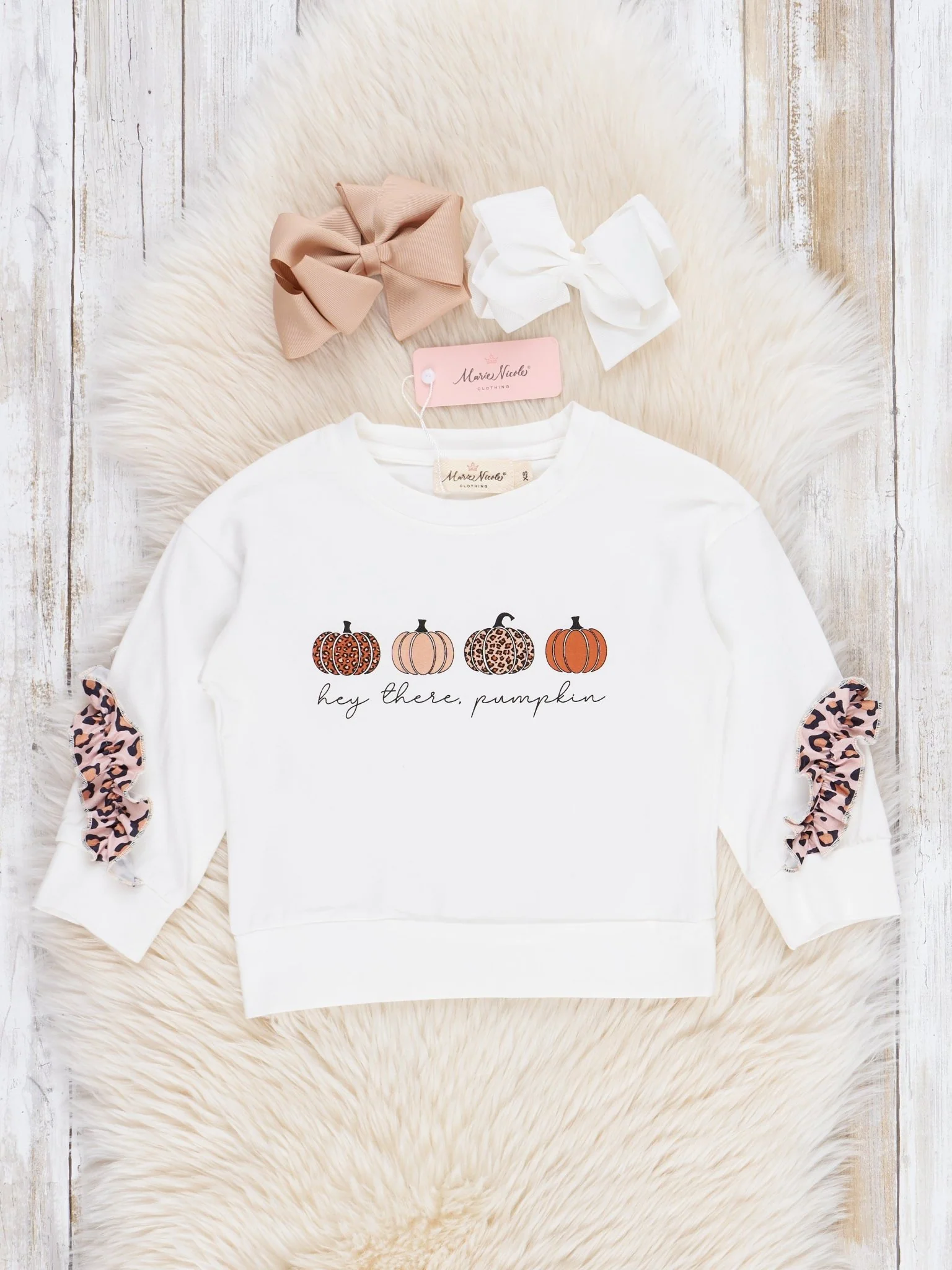 Mom & Me White Pumpkin Ruffle Shirt - Image 2