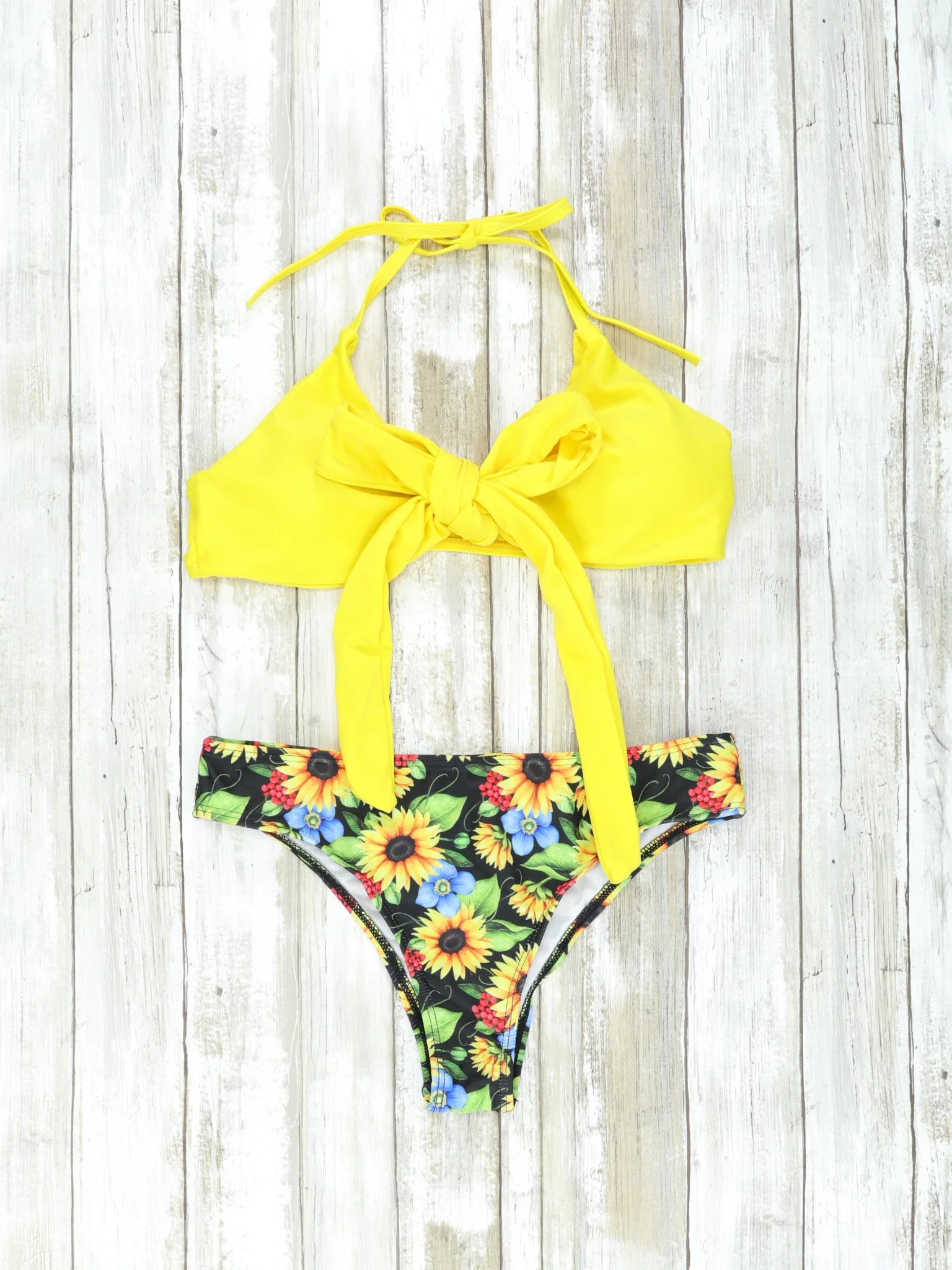 Mom & Me Yellow & Black Sunflower Swimsuit - Image 3