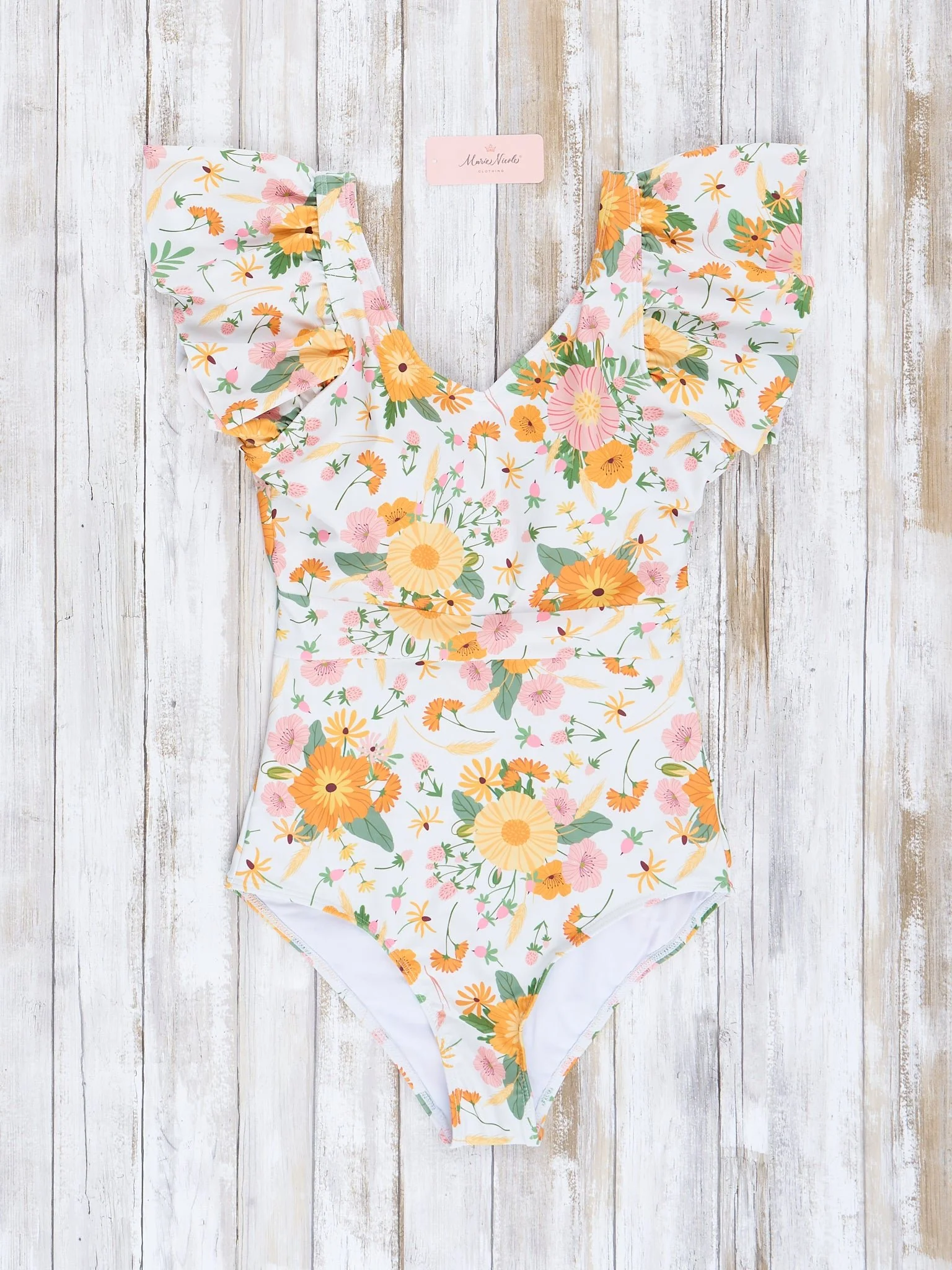 Mom & Me Yellow Floral Fields Ruffle Swimsuit - Image 3