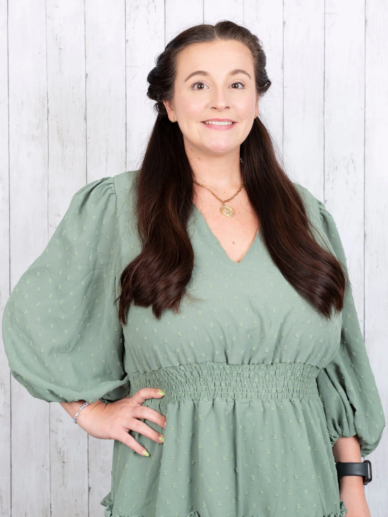 Mom Sage Swiss Dot Dress - Image 5